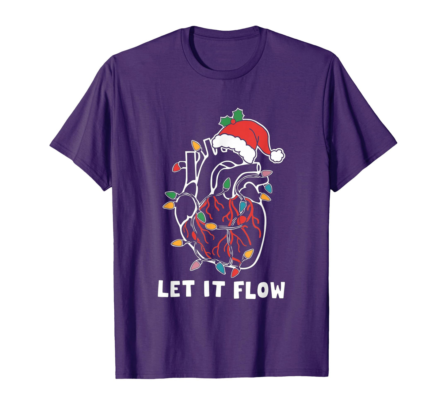 Funny Let It Flow Anatomy Heart Cardiac Nurse Santa Hat Xmas T-Shirt