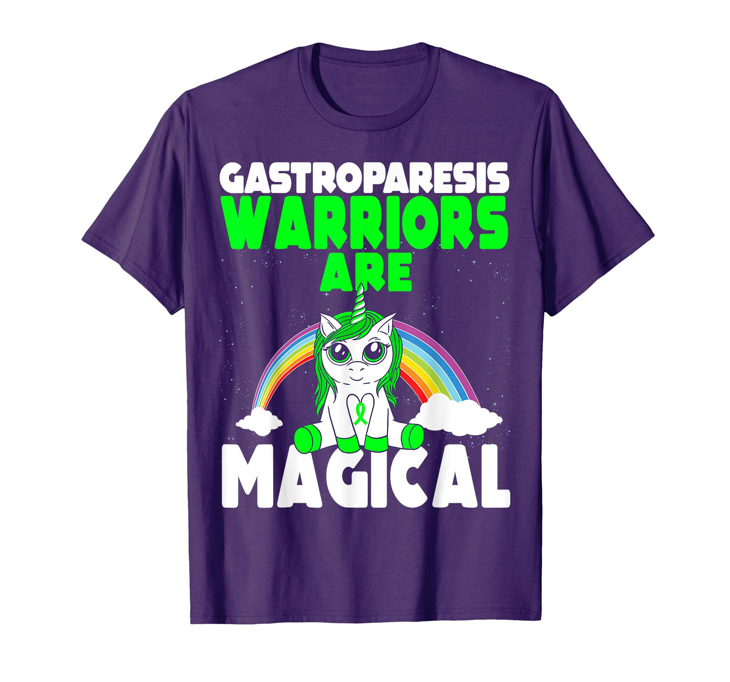 Gastroparesis Awareness Cute Magical Unicorn Green Ribbon T-Shirt