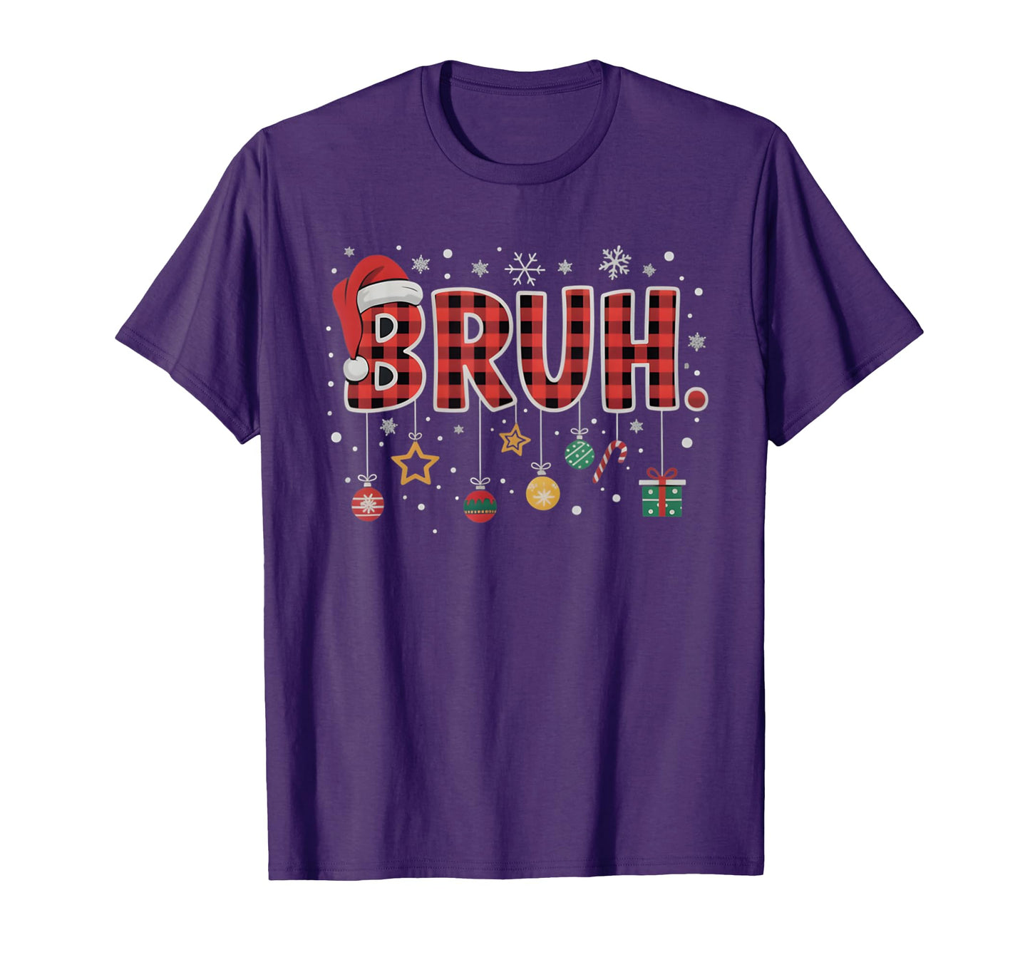 Bruh Christmas Red Plaid Teens Boys Kids Xmas Pajamas Gifts T-Shirt