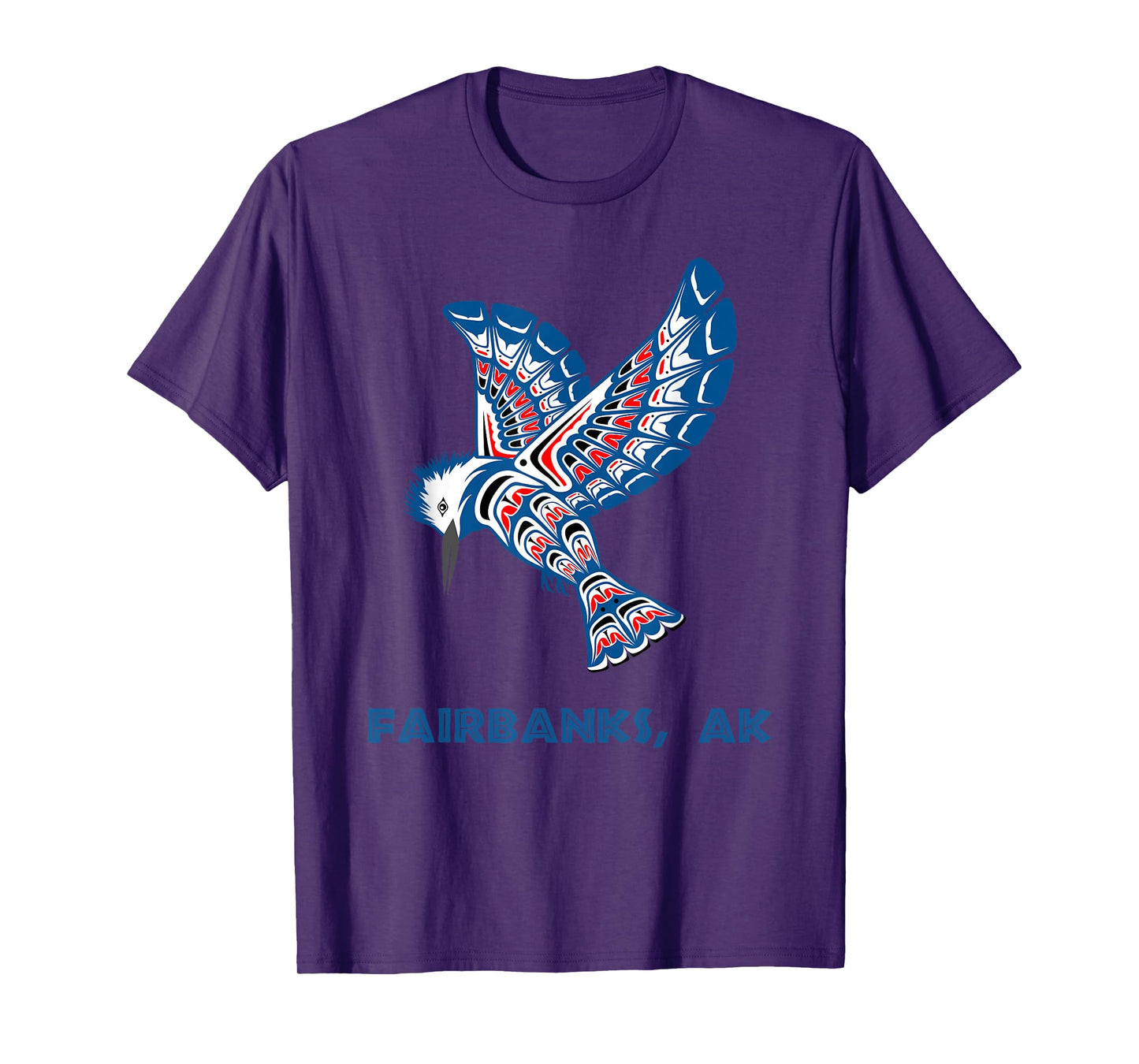 Fairbanks Alaska Kingfisher Native American Indian Bird Art T-Shirt