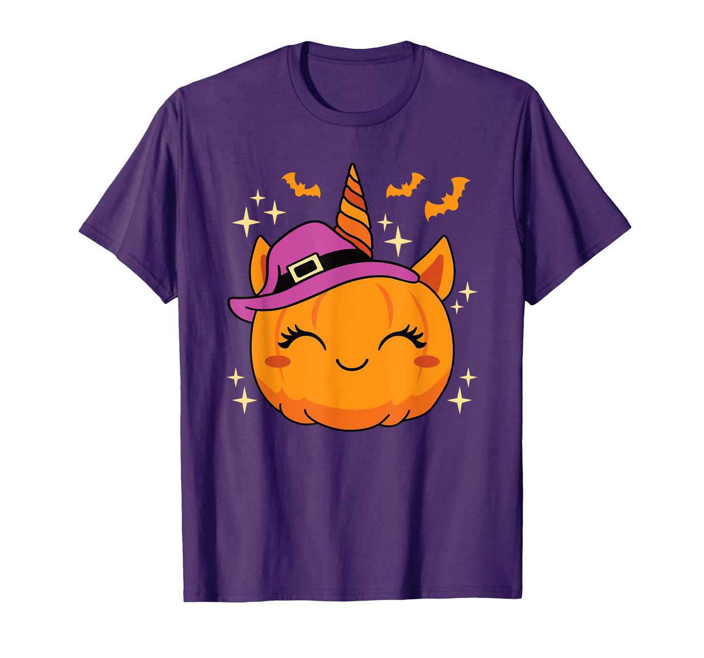 Cute Halloween Unicorn Pumpkin Women Girls Kids T-Shirt
