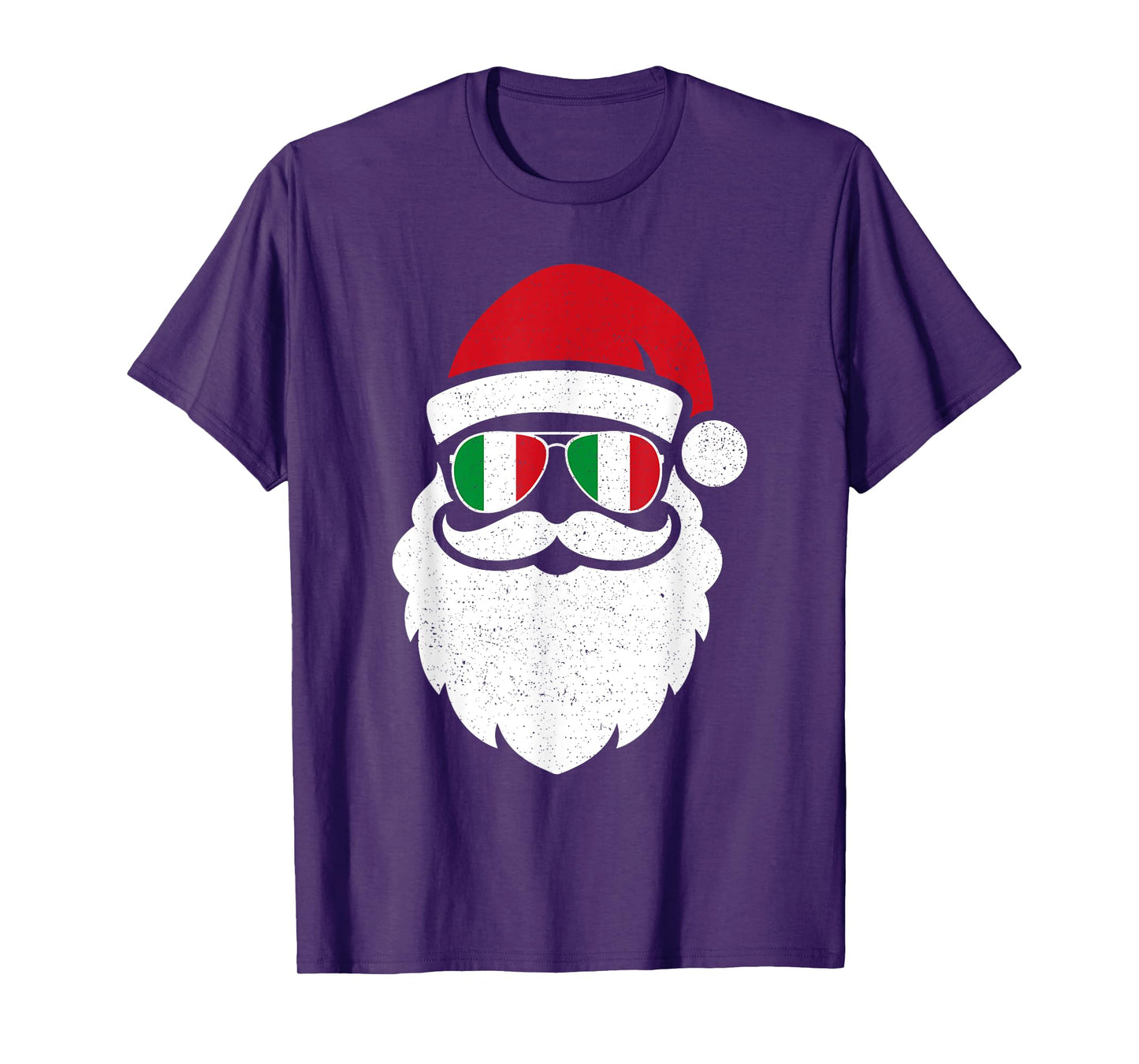 Funny Santa In Italy Flag Glasses Christmas Pajama Fun Xmas T-Shirt