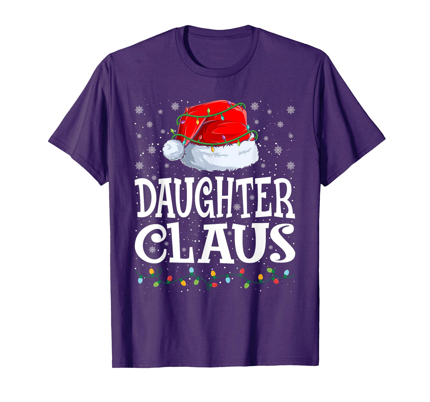 Daughter Claus Christmas Lights Santa Hat Family Matching T-Shirt