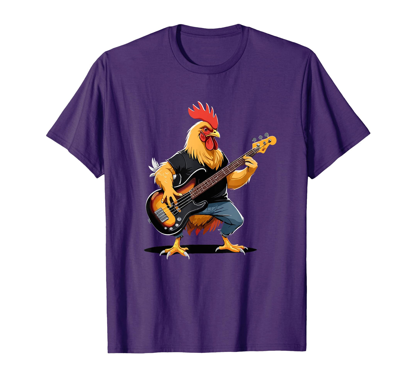Chicken playing Bass Guitar, Chicken Guitarist T-Shirt