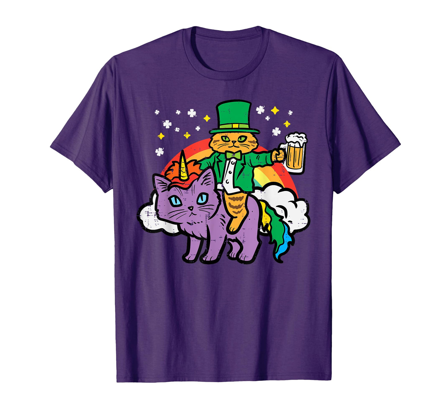 St Patricks Day Cat Leprechaun Unicorn Saint Pattys Women T-Shirt