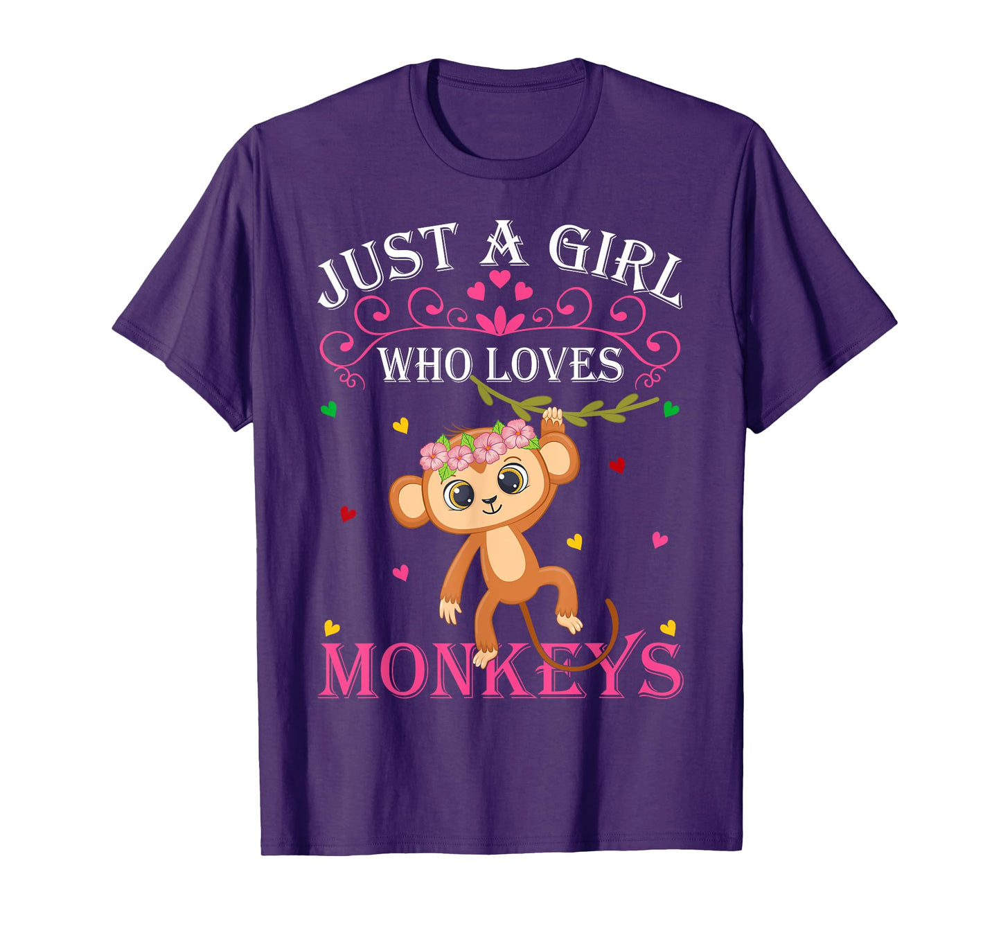 Just A Girl Who Loves Monkeys Cute Monkey Lover Kids T-Shirt