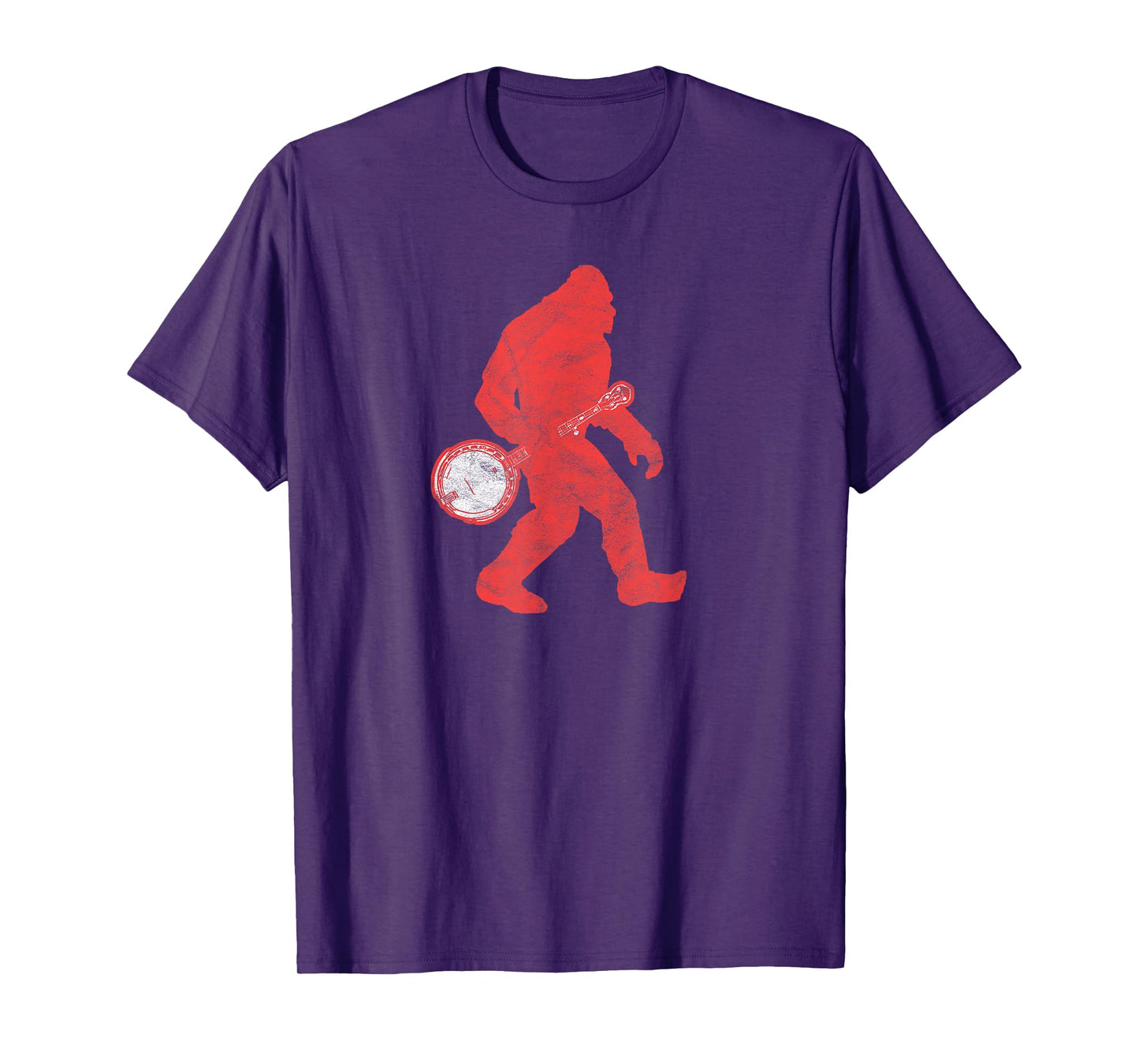Bigfoot & Banjo - Sasquatch Silhouette Retro Bluegrass T-Shirt