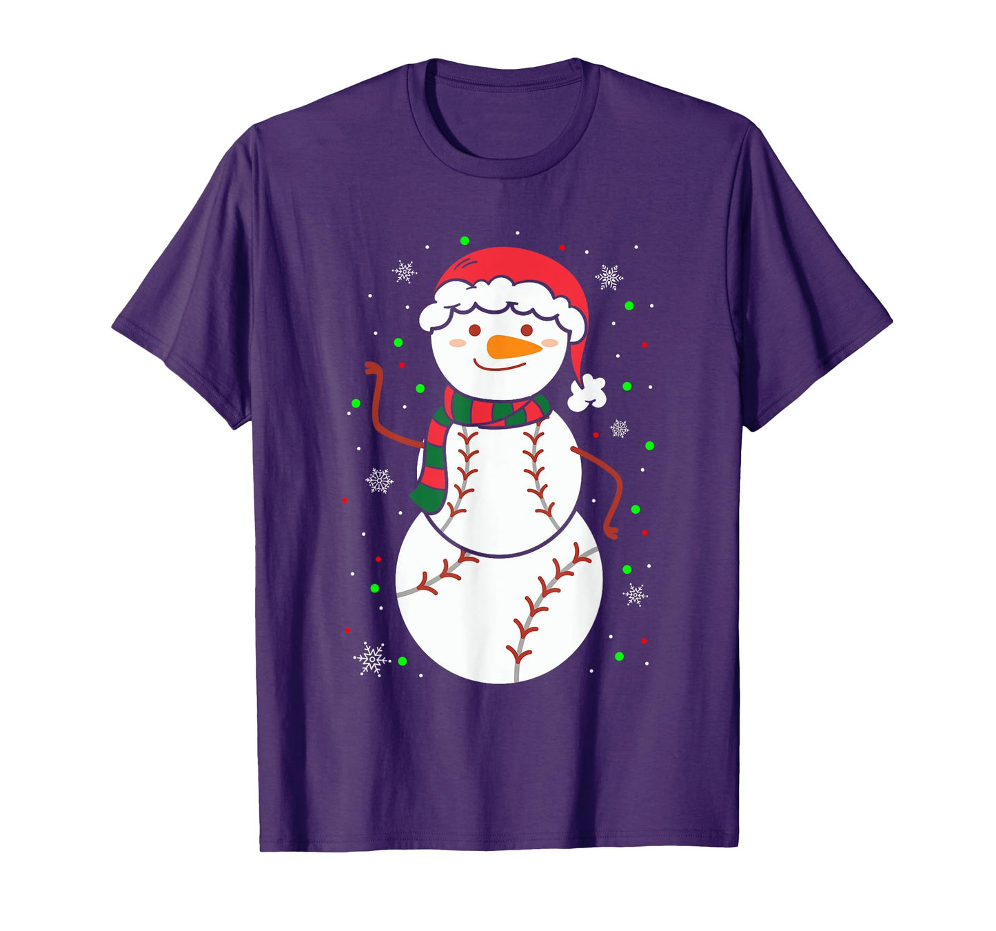 Christmas Baseball Snowmans Balls Snow Xmas for Men Women T-Shirt