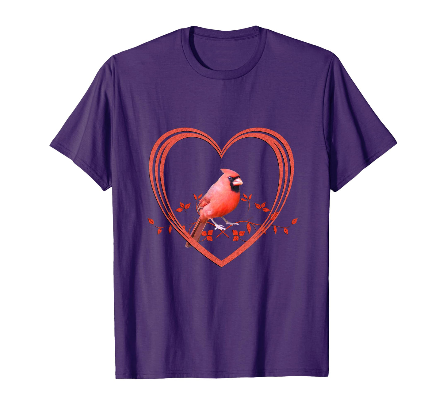 Northern Cardinal Bird in Heart T-Shirt