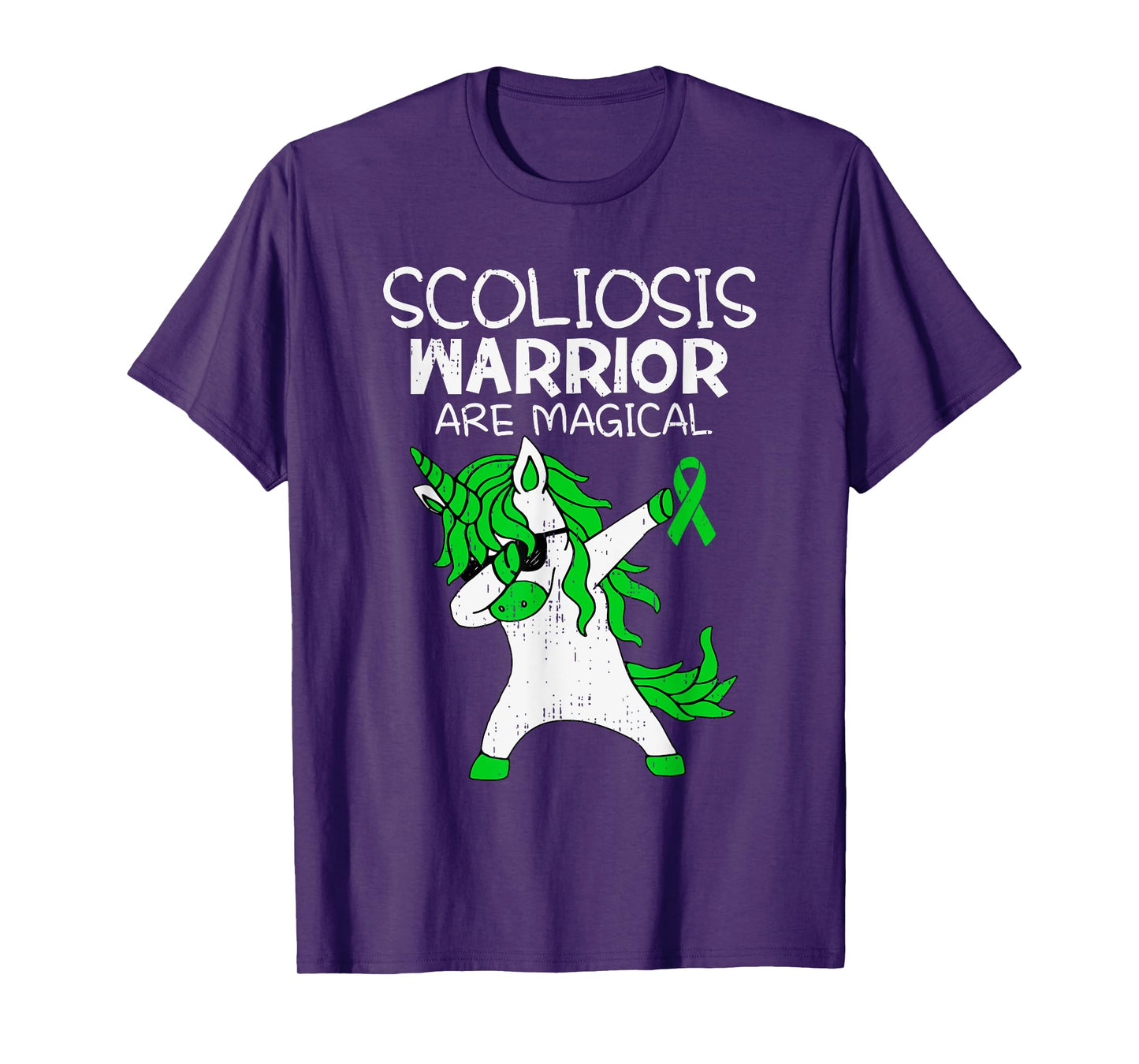 Unicorn Scoliosis Awareness Green Ribbon Spinal Health T-Shirt