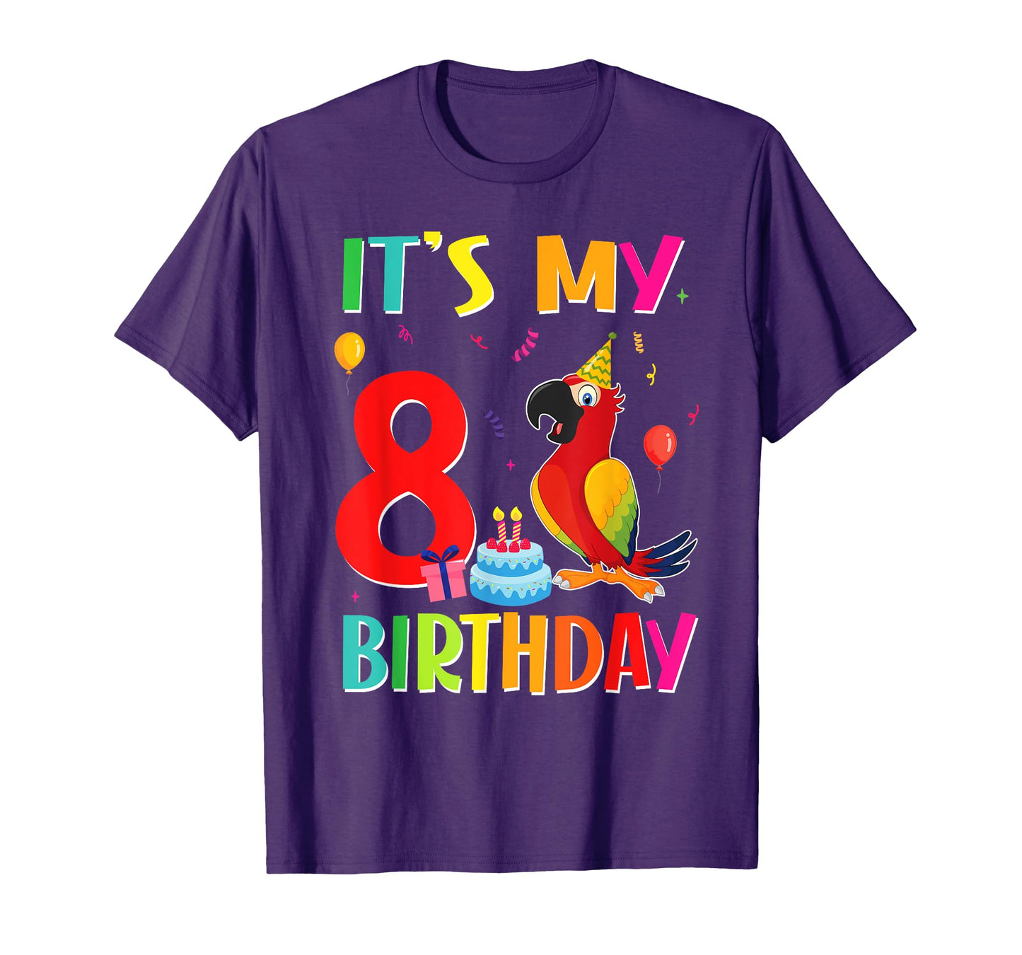 Its My 8th Birthday Parrot Bird Lover 8 Years Old T-Shirt