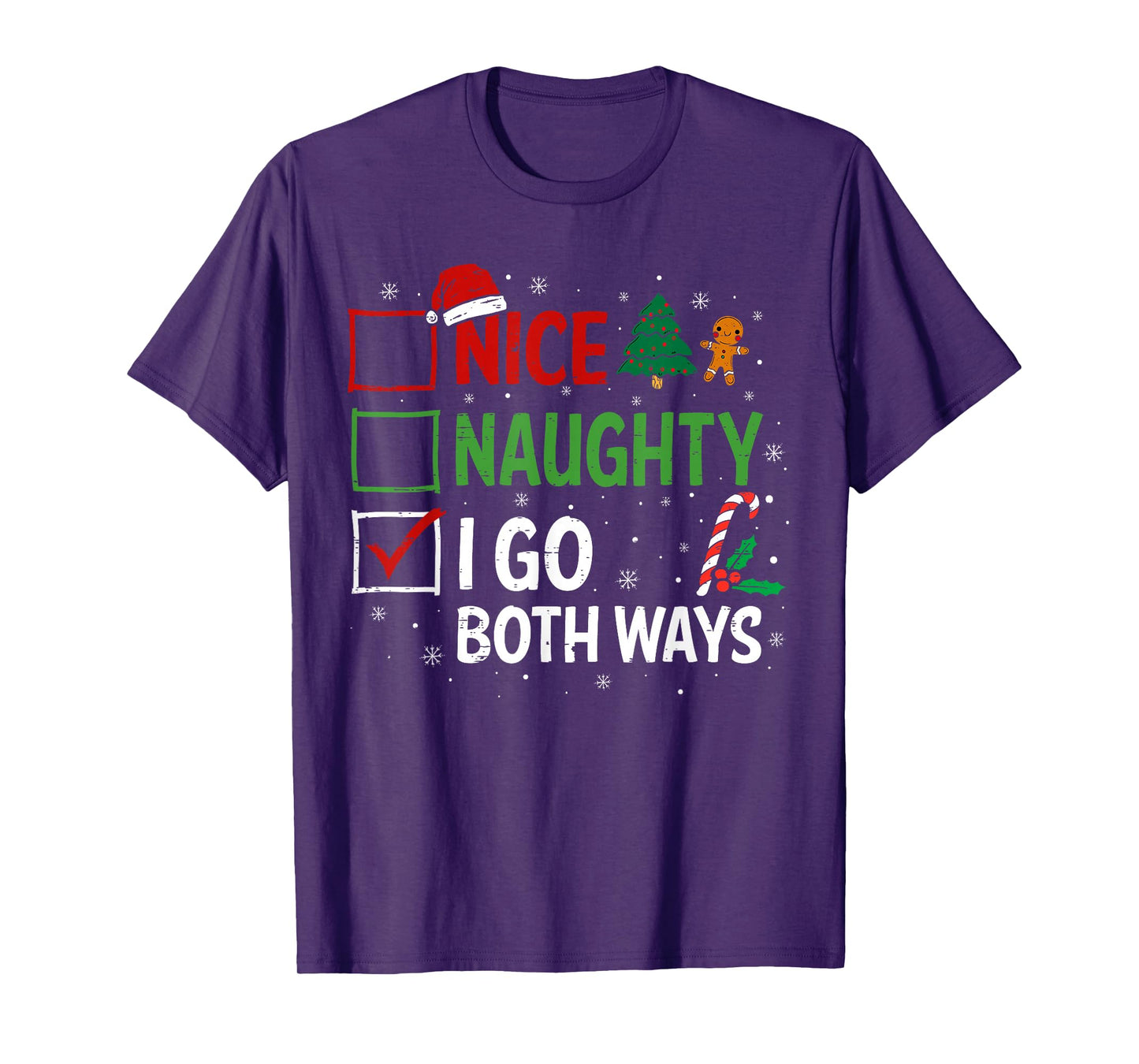 Nice Naughty I Go Both Ways Christmas Pajamas Santa Claus T-Shirt