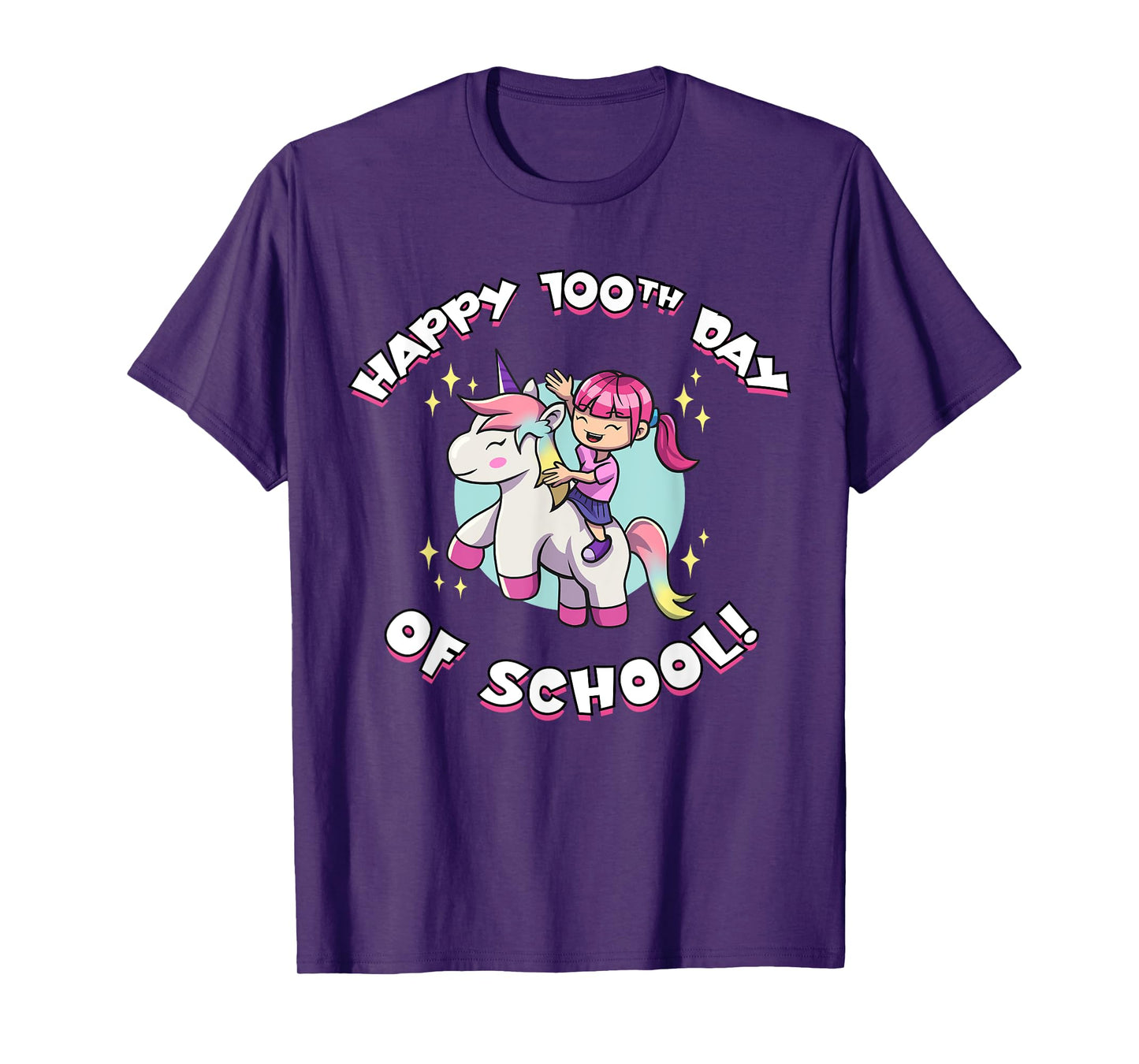 Happy 100th Day of School Girl Riding Unicorn T-Shirt