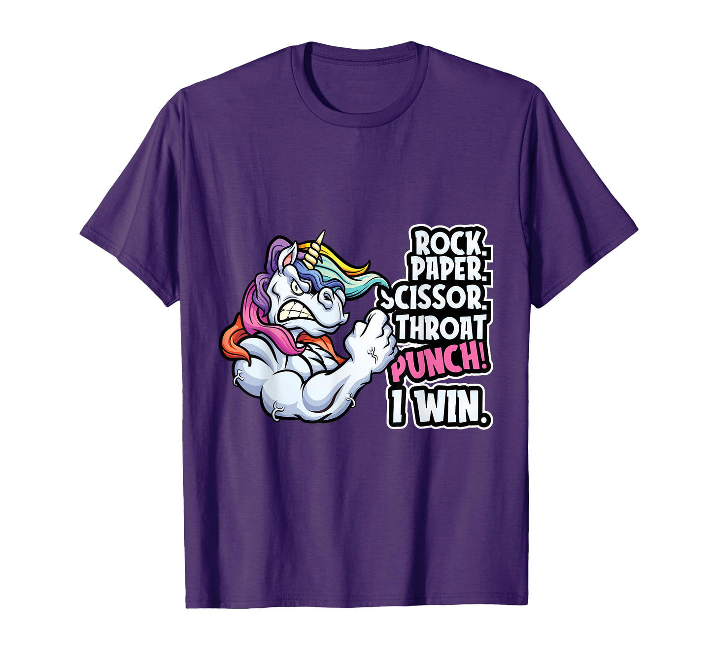 Rock Paper Throat Punch I Win - Funny Unicorn Theme Scissors T-Shirt