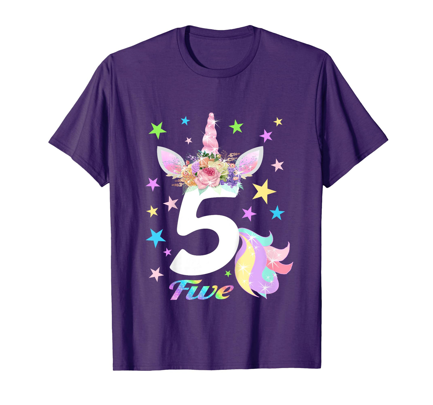Number 5 (Five) 5th Birthday Unicorn Shirts for Girls T-Shirt