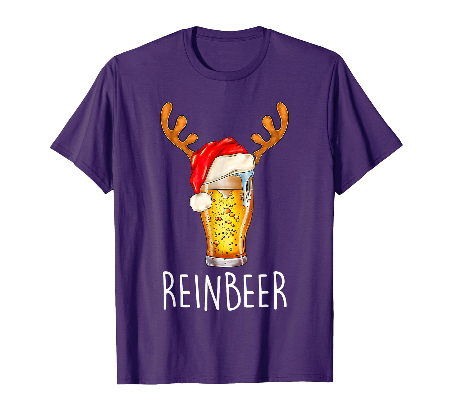 Wi-nedeer Reinbe-er Santa Hat Rei-ndeer Couple Xmas Matching T-Shirt