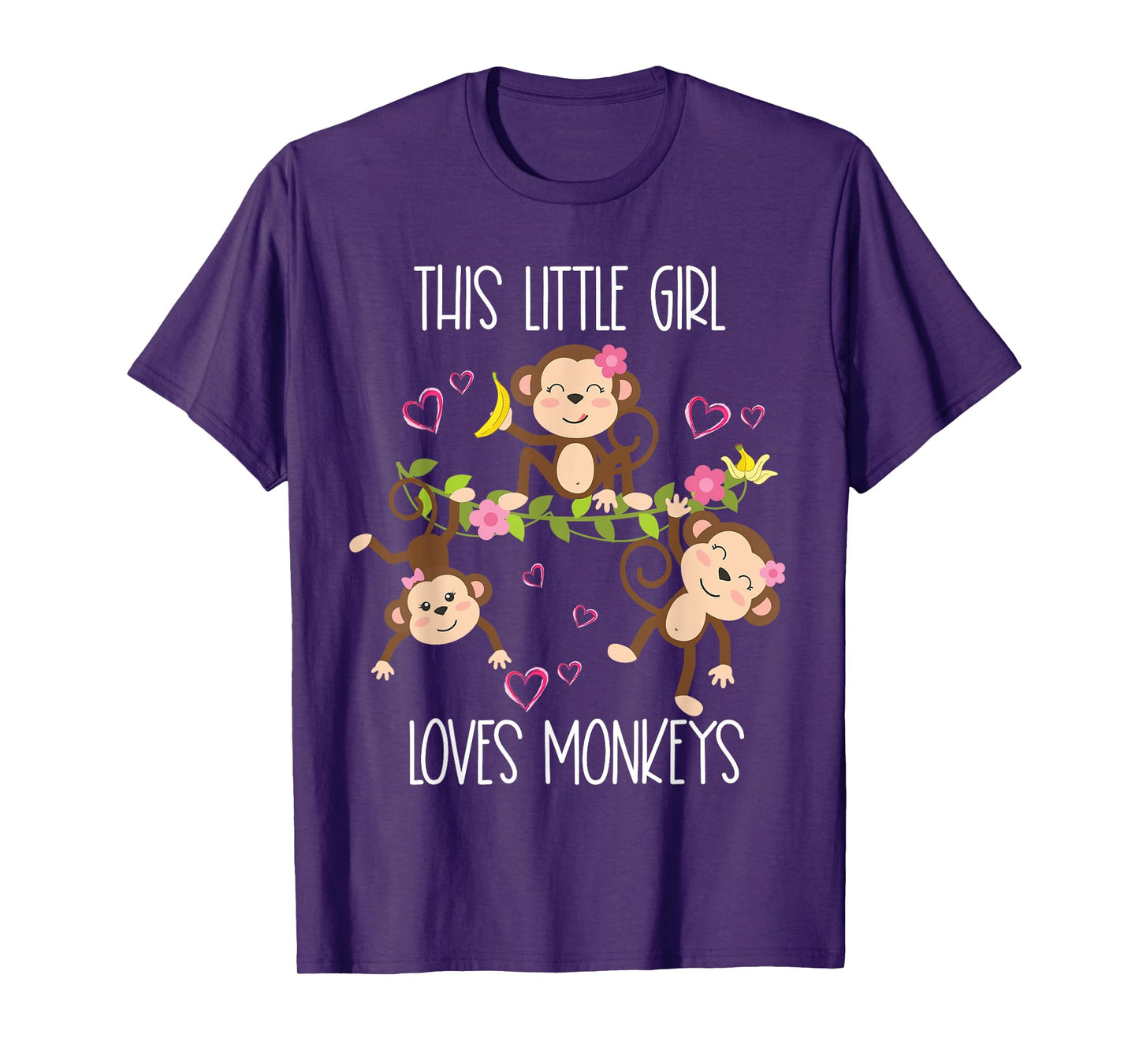 This Little Girl Loves Monkeys Cute Toddlers Kids Mom Monkey T-Shirt
