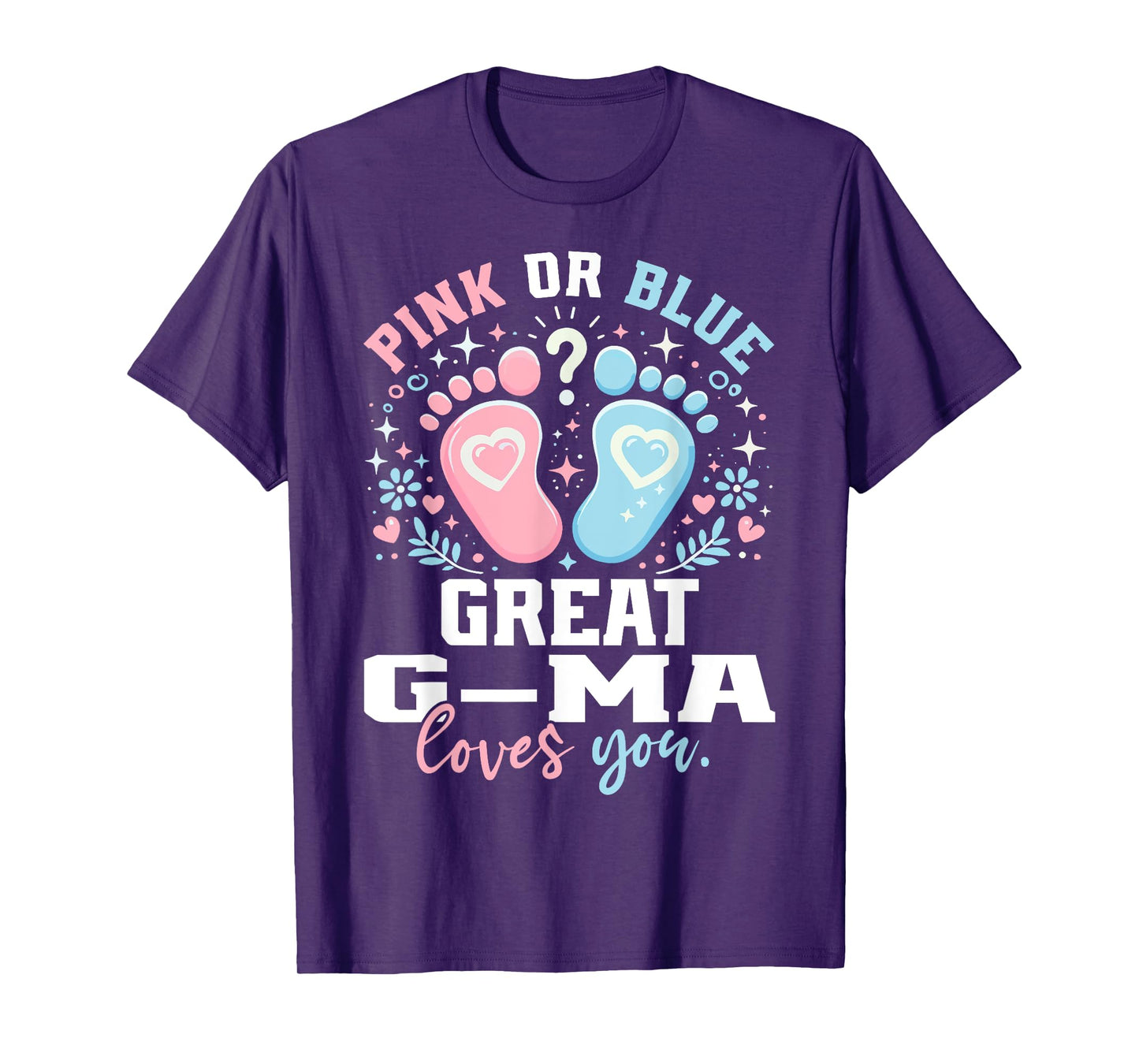 Pink or Blue Great G-Ma Footprints Gender Reveal T-Shirt