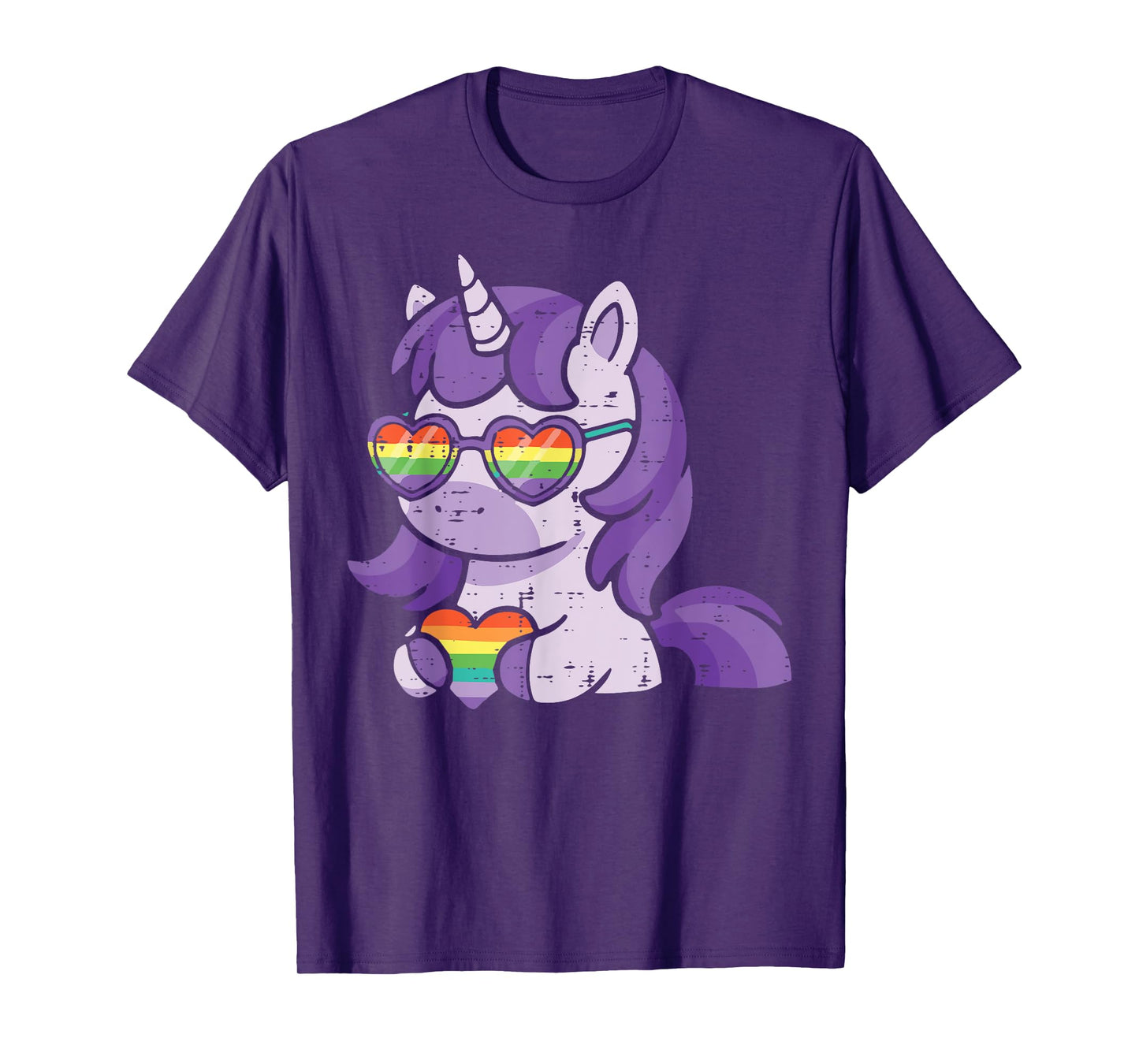 Gay Pride Month Unicorn Heart LGBTQ Ally Rainbow Women Girls T-Shirt