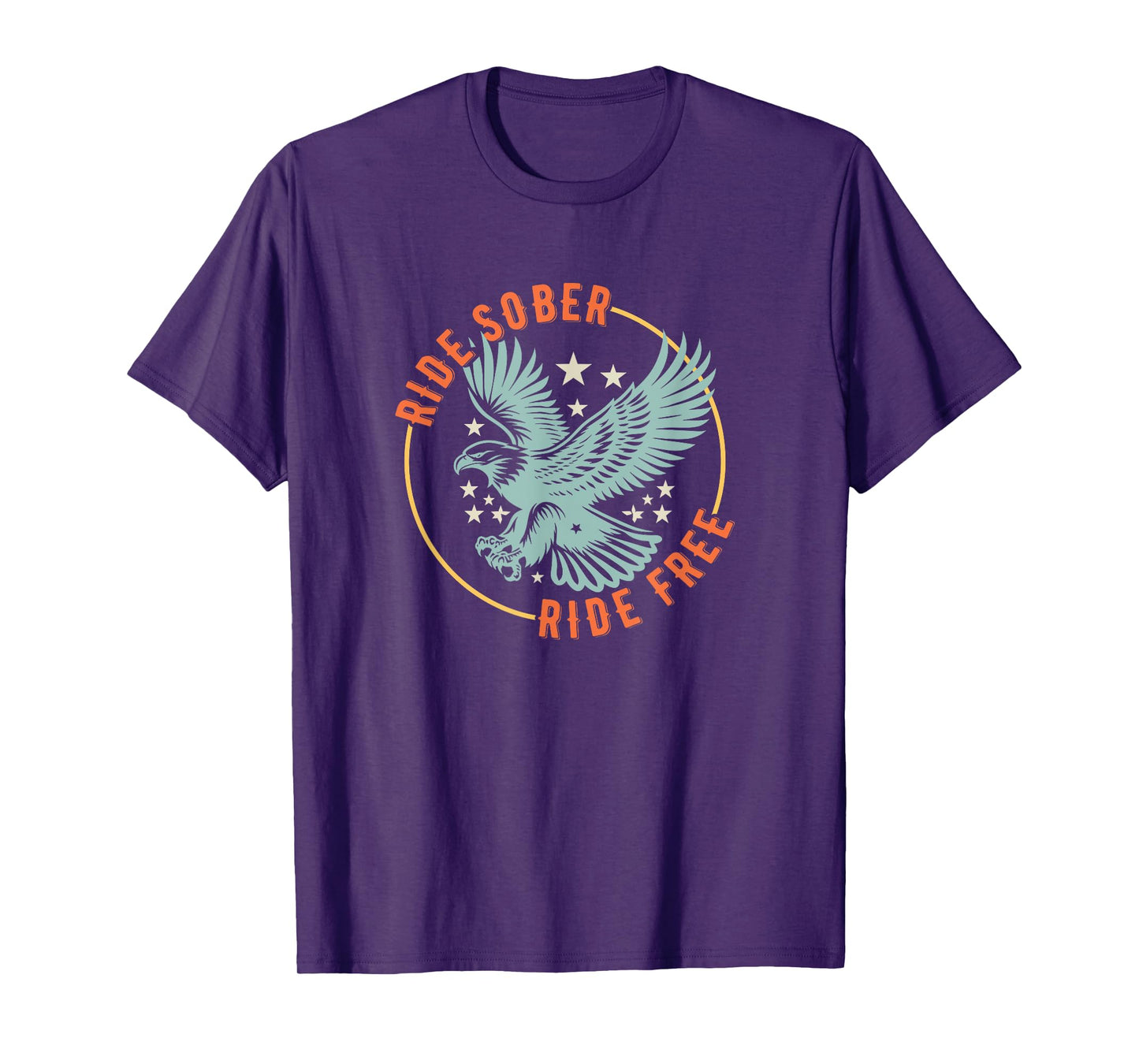 Ride Sober Ride Free AA American Military Eagle Motorcycle T-Shirt