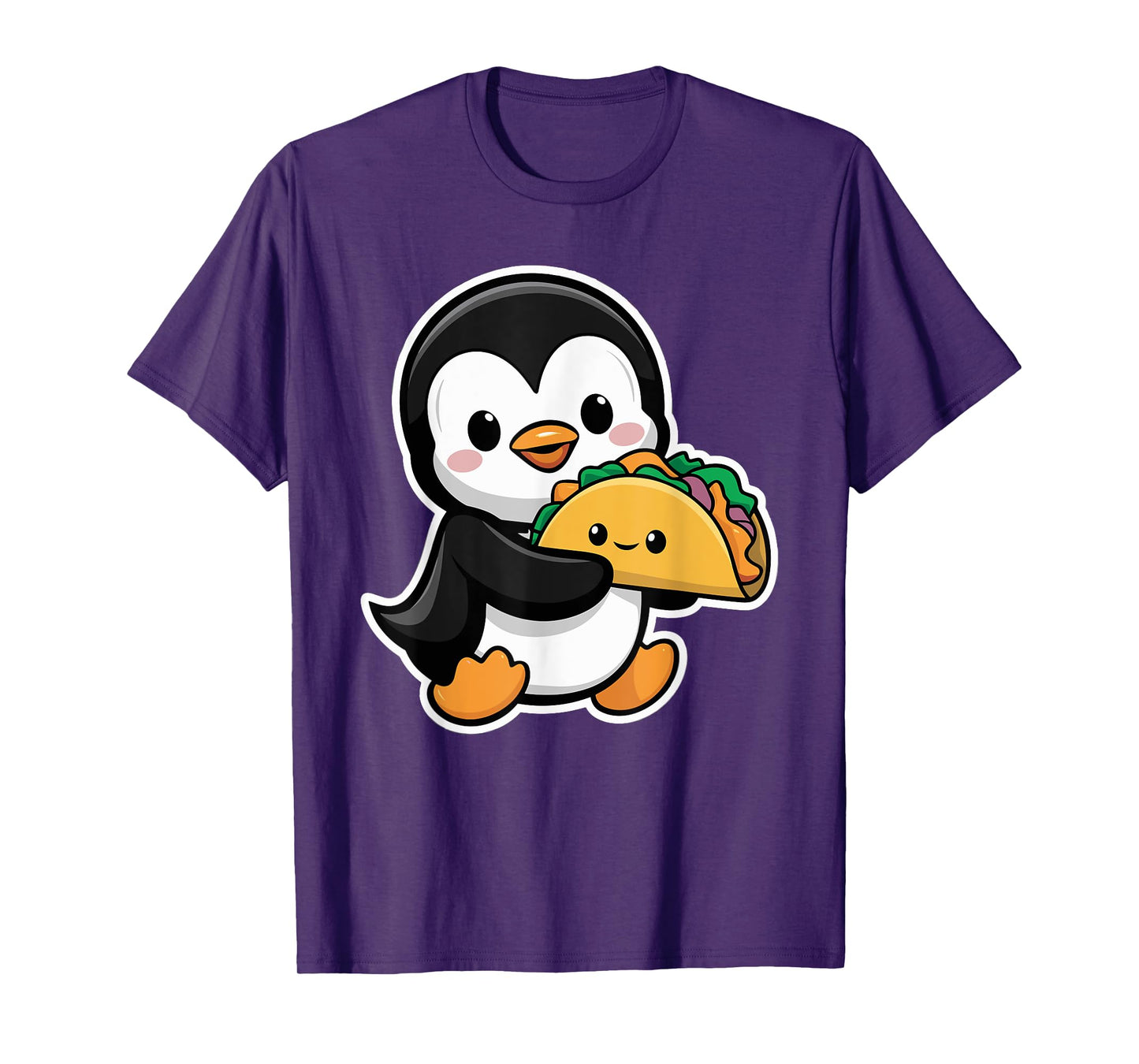 Funny Penguin Holding Taco Cute Kawaii Food Penguin T-Shirt