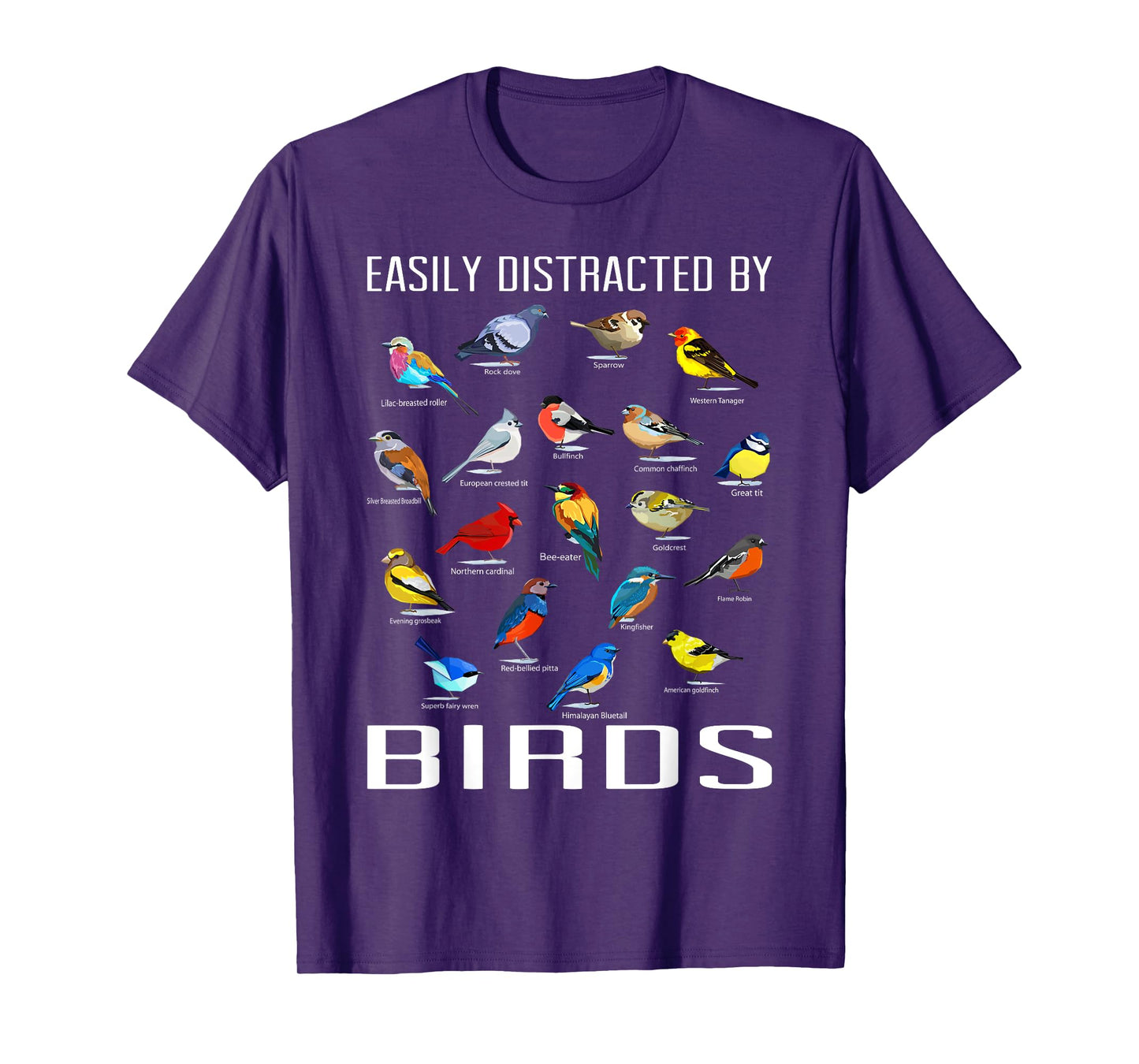 Funny Mens Bird Gifts For Birding Lovers Easily Distracted By Birds / Birdwatching Lover Birdwatcher Unisex Black Short Sleeve T-Shirt