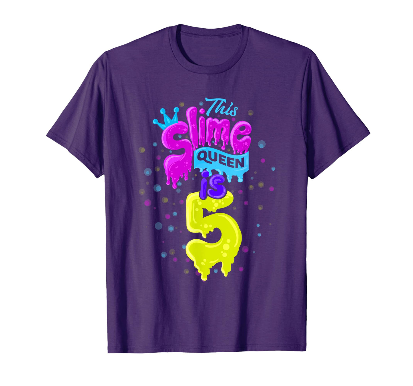 Slime Queen T-Shirt 5th Birthday Slime Shirt 5 T-Shirt