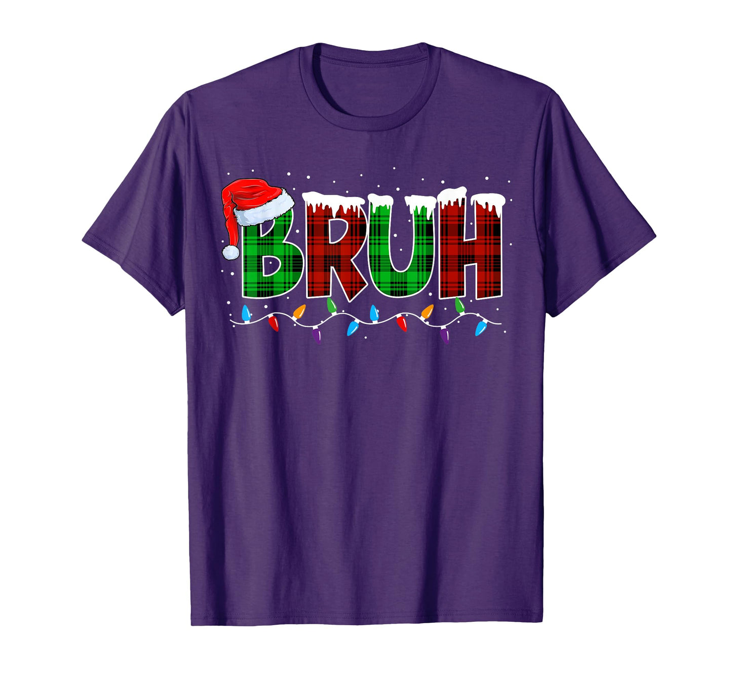 Bruh Funny Christmas Buffalo Plaid Xmas Boys Kids Pajamas T-Shirt