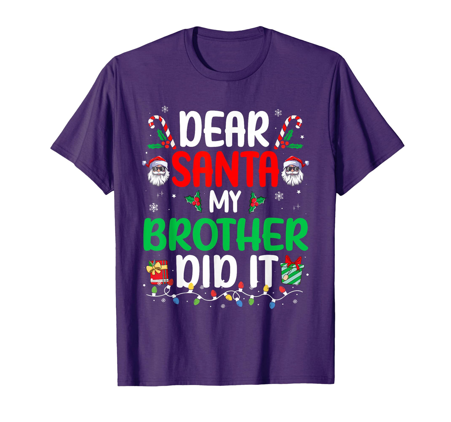 Dear Santa My Brother Did It Funny Christmas Boys Girls Kids T-Shirt