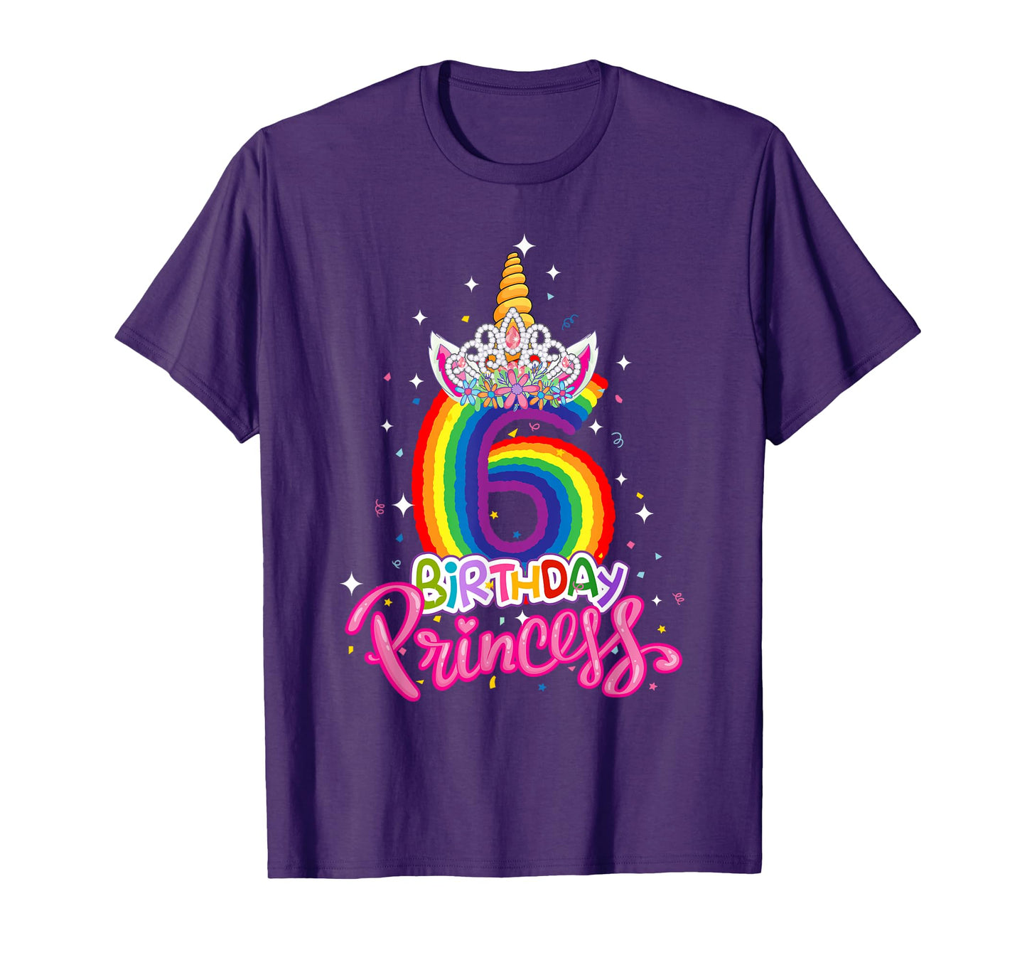 Birthday Princess Unicorn 6 Year Old 6th Birthday Girl Kids T-Shirt