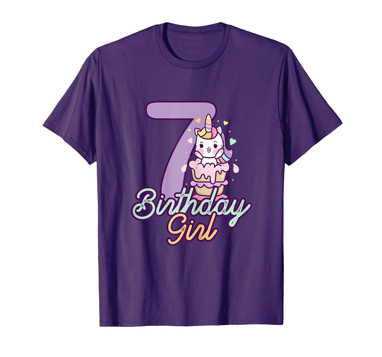 7 Years Old Birthday Girl Gifts Unicorn 7th Birthday T-Shirt