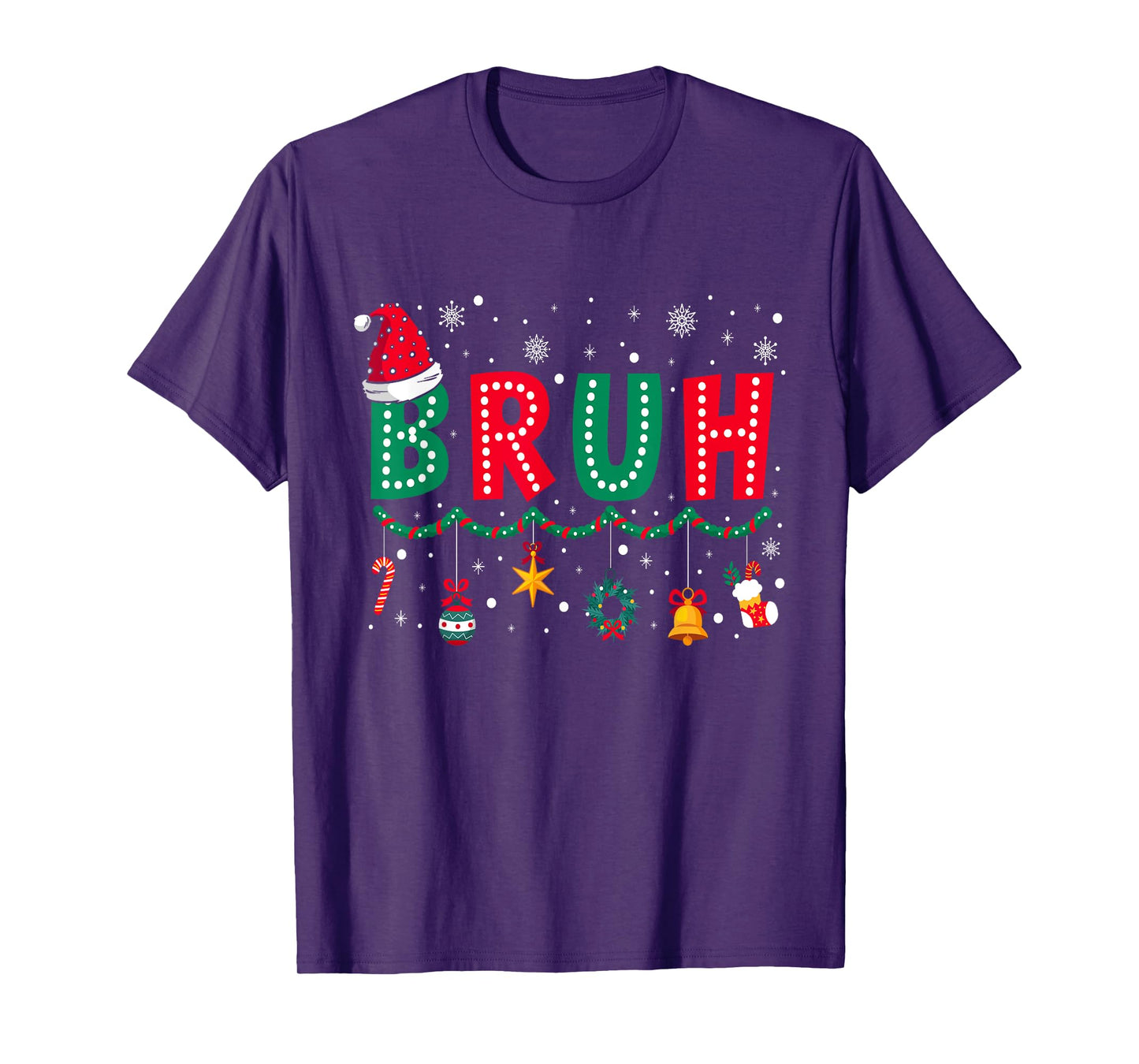 Bruh Christmas Funny Slang Meme Xmas Pajamas Boys Teens Men T-Shirt