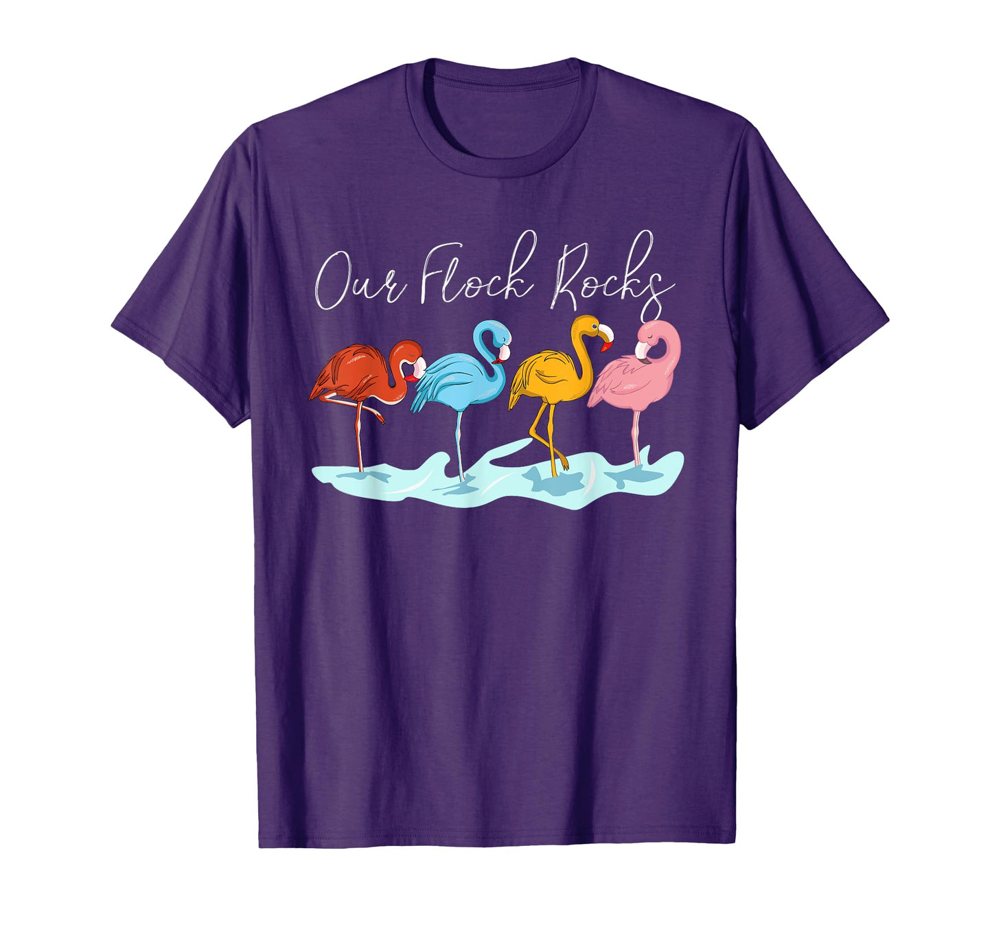 Our Flock Rocks Flamingos Lover Family Vacation Group T-Shirt