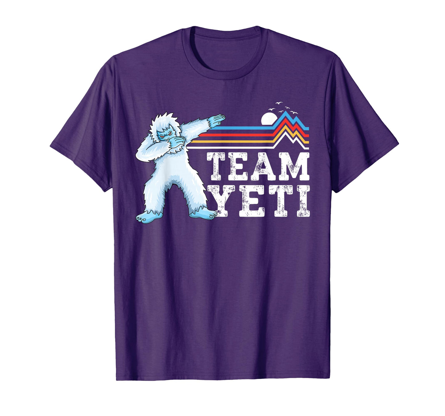 Dabbing Yeti Vintage Sunset mountain bigfoot lover team yeti T-Shirt