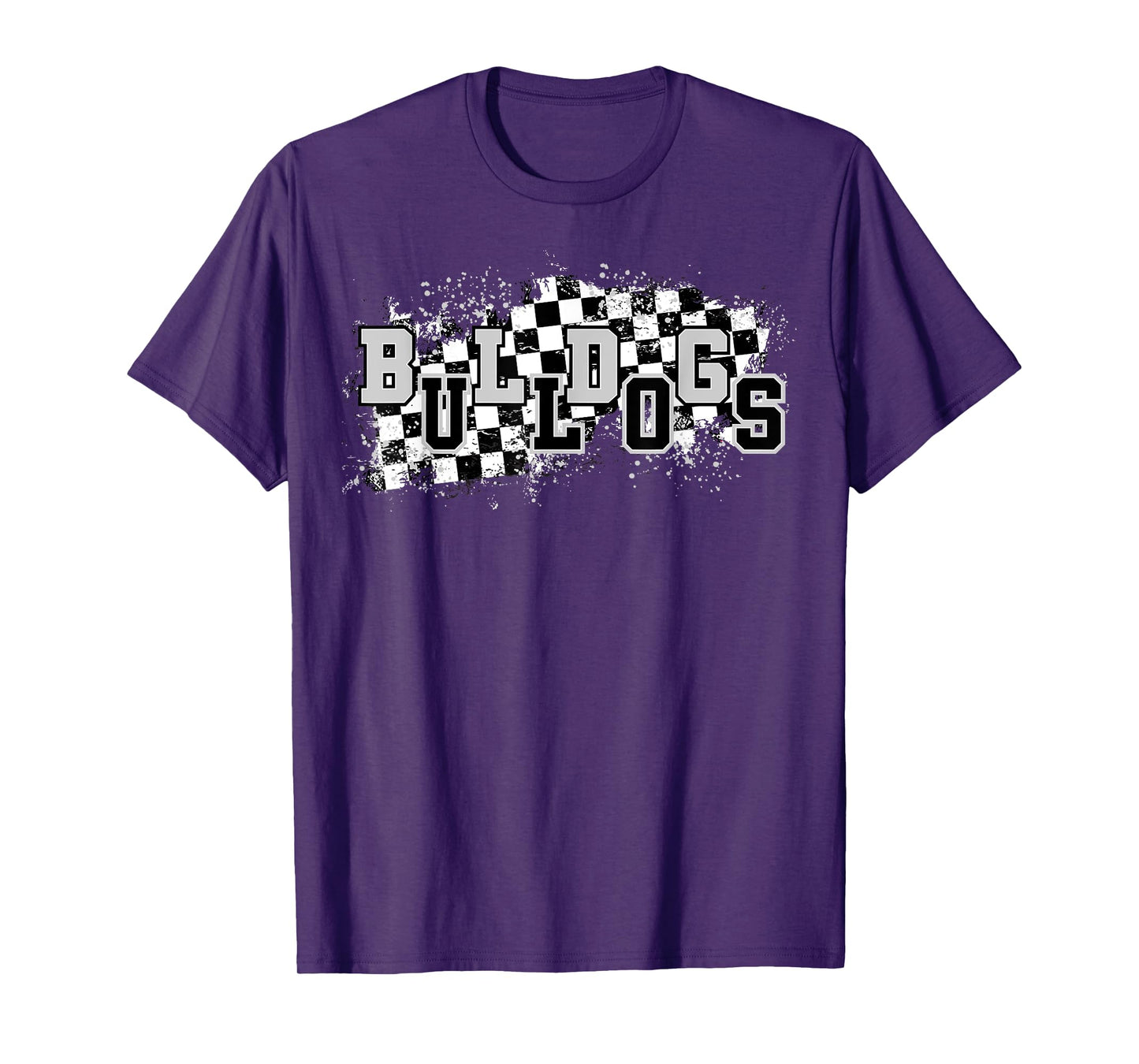 Bulldogs School Spirit Bulldog Pride Checkered Teacher T-Shirt