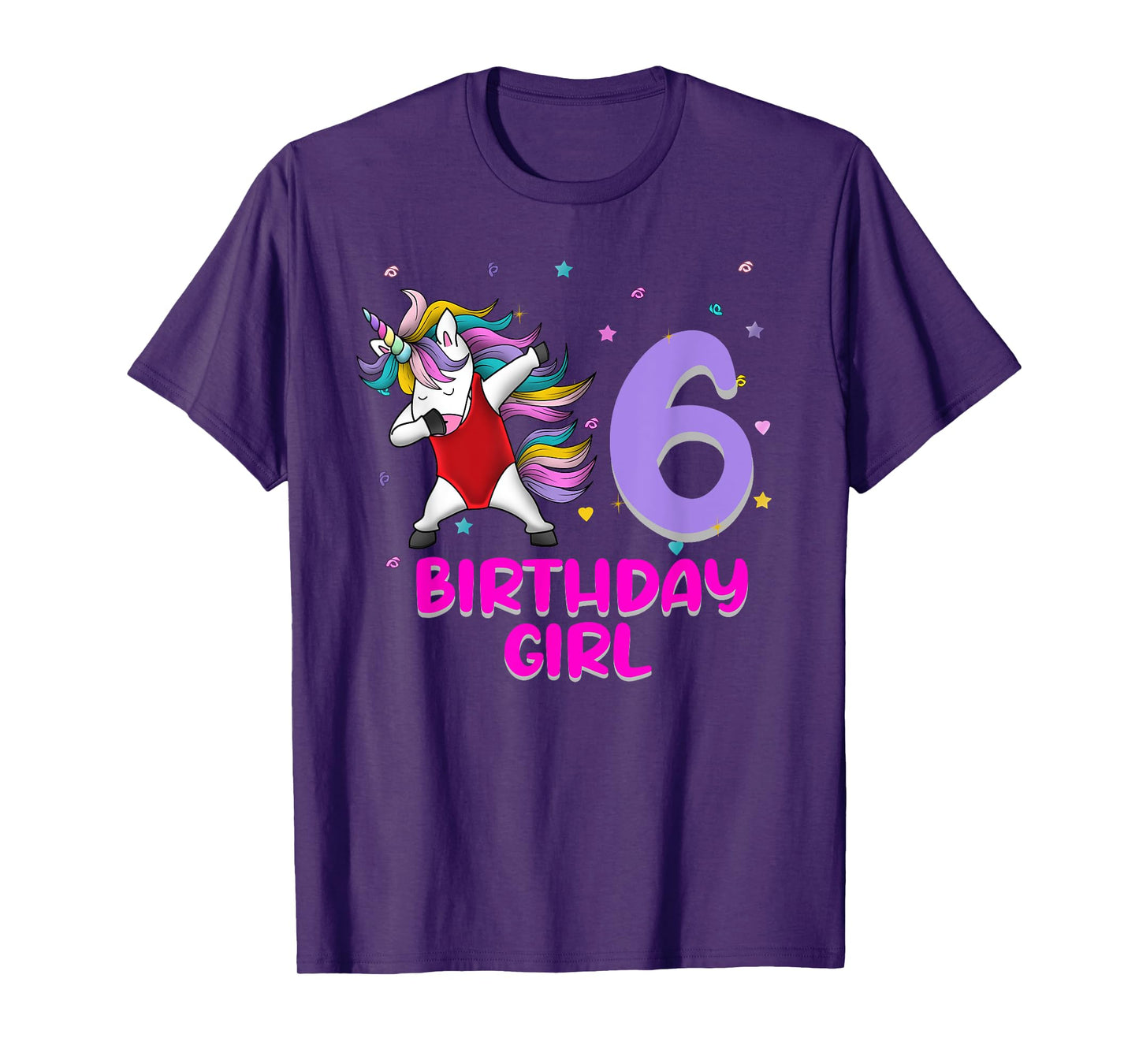 Unicorn Swimsuit 6th Birthday Girl Love Funny 6 Years Old T-Shirt