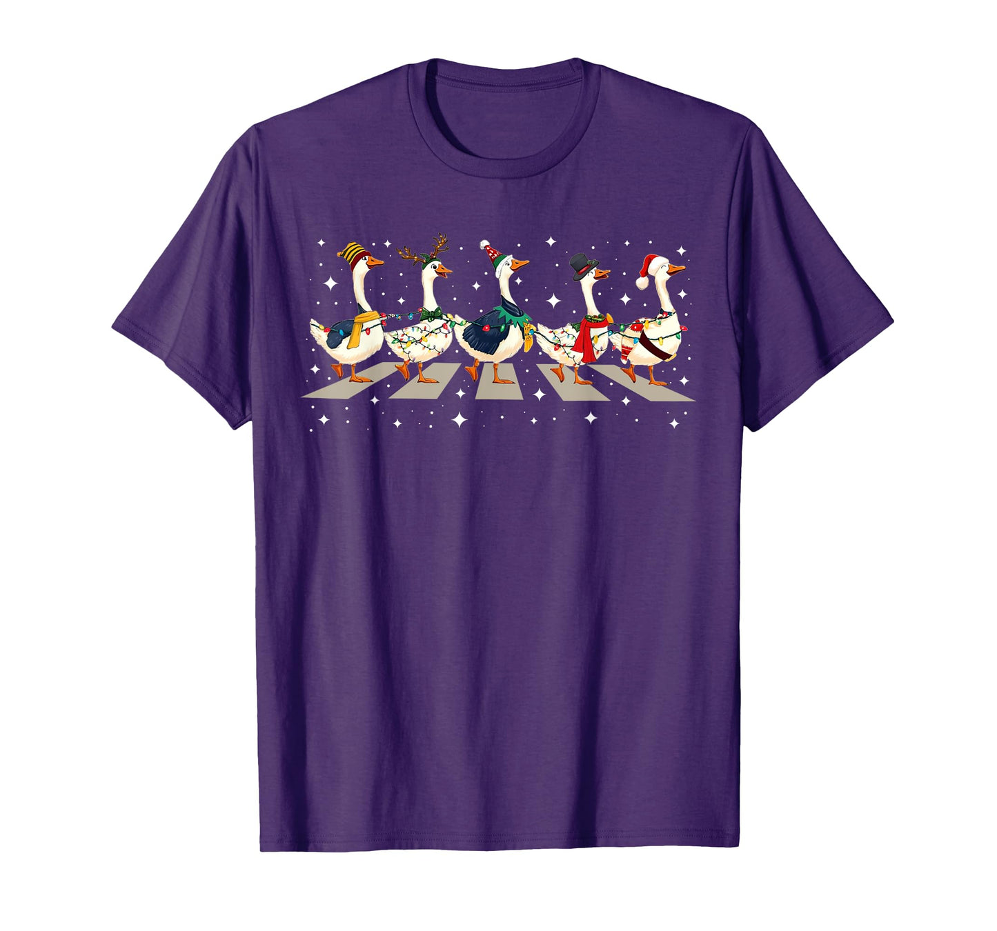 Duck Bird Lover Funny Santa Ducks Crossing Road Christmas PJ T-Shirt