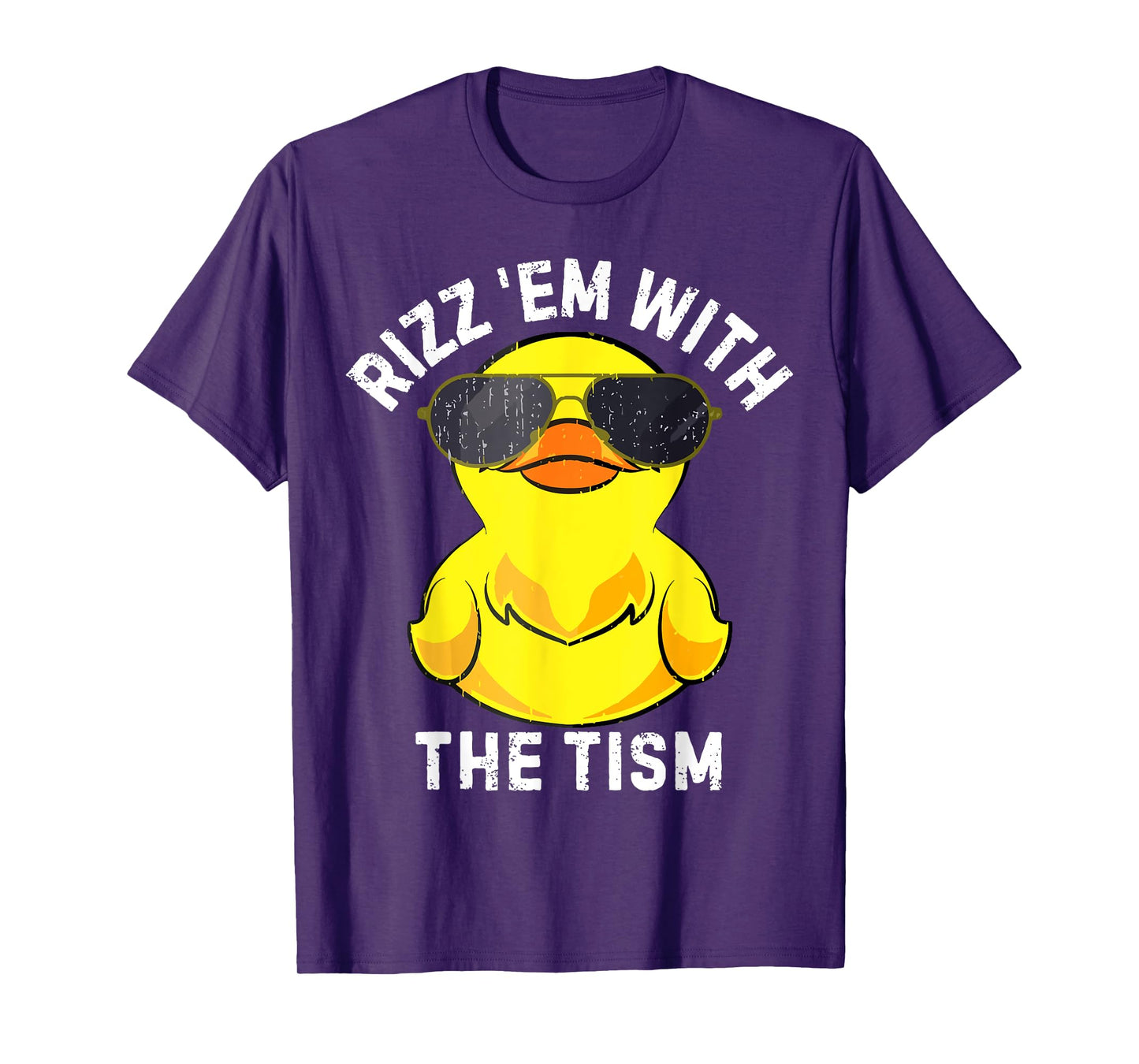 Rizz Em With The Tism Rizzler Joke Meme Rizzling Duck Funny T-Shirt