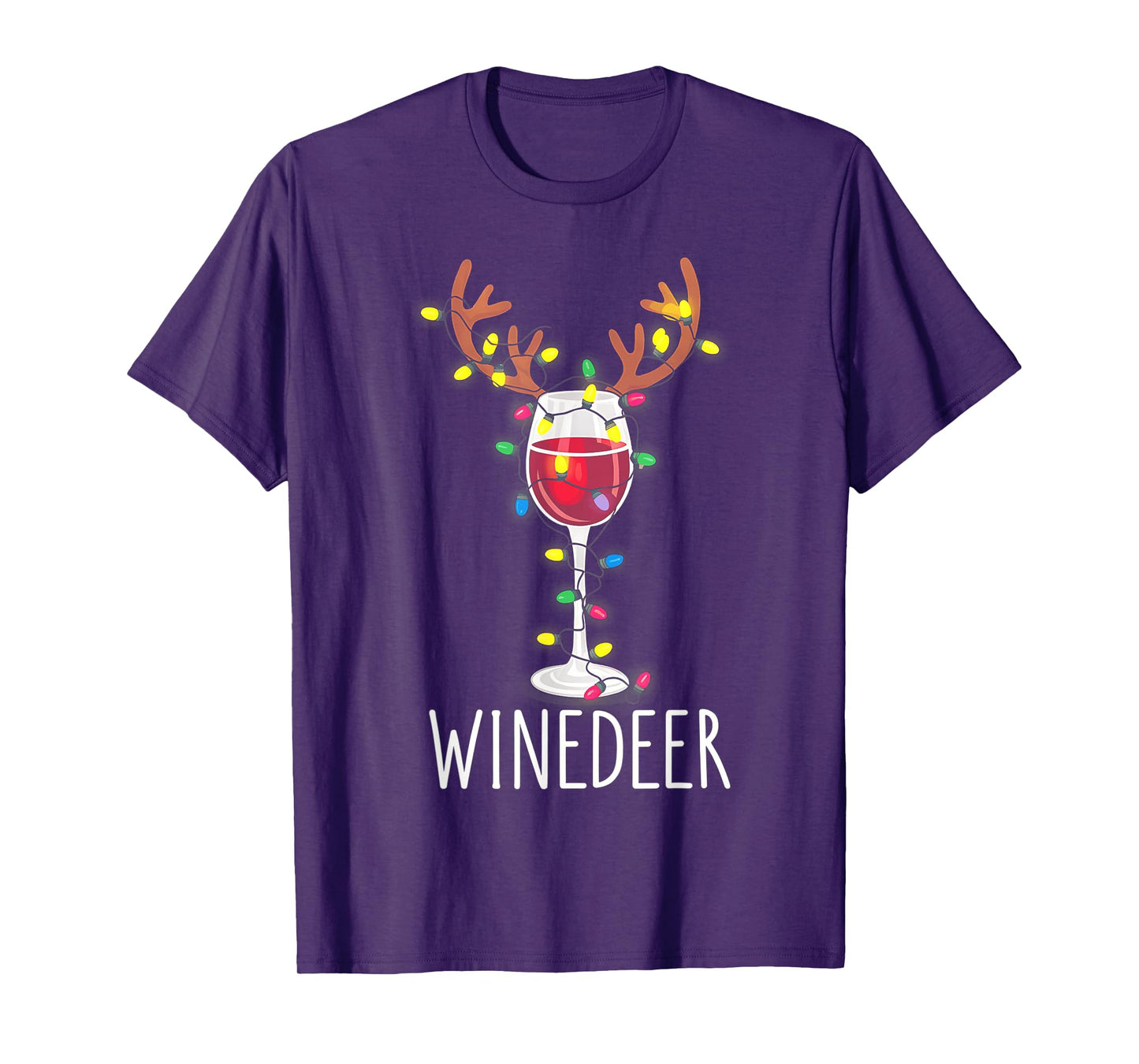 Winedeer Reinbeer Santa Hat Reindeer Couple Xmas Matching T-Shirt