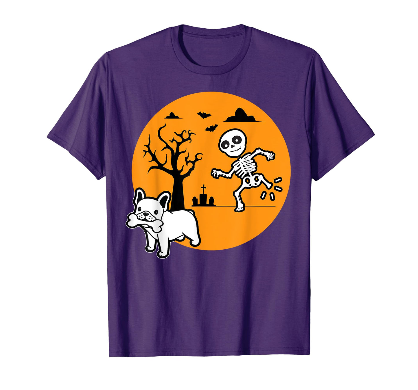 French Bulldog Dog Skeleton Bone Halloween Costume Dog Owne T-Shirt for Men Women Kids