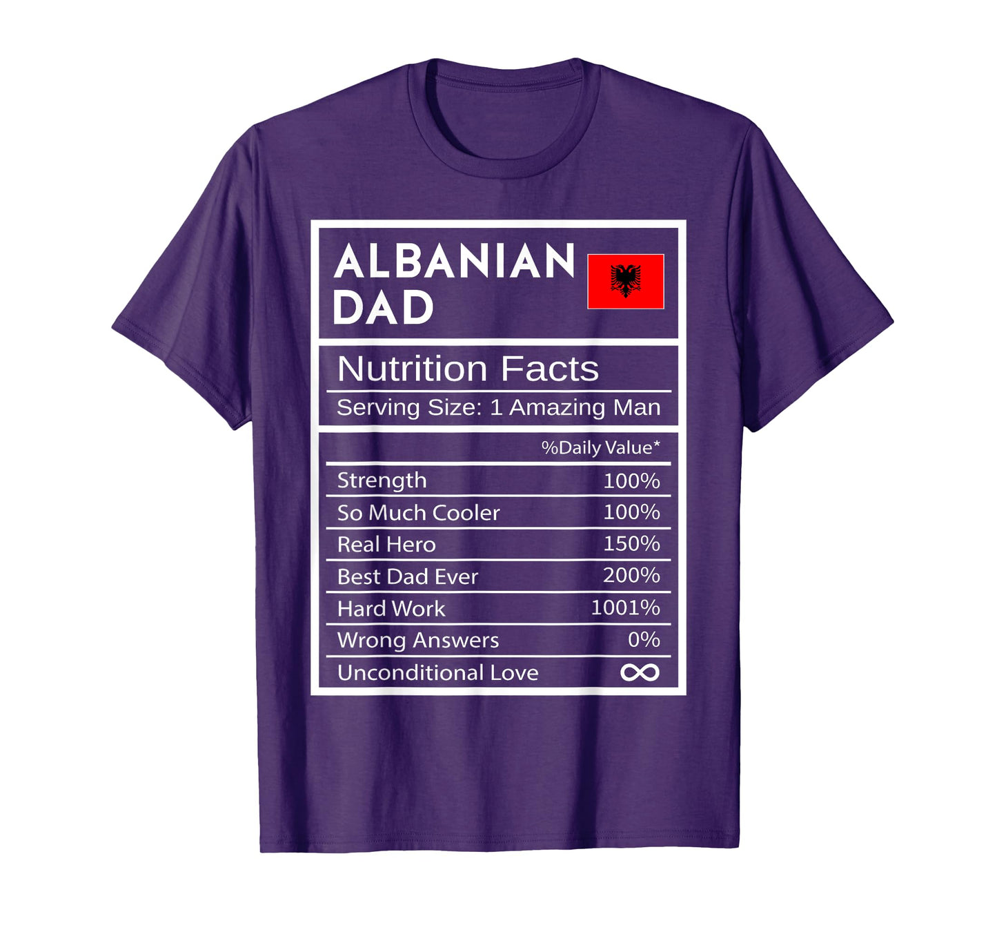 Albanian Dad Nutrition Facts National Pride Gift For Dad T-Shirt