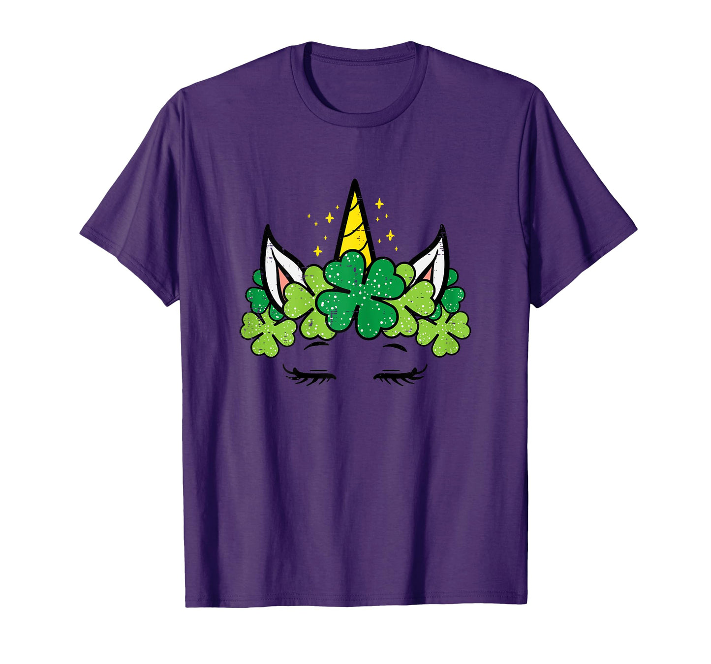 St Patricks Day Unicorn Face Shamrock Pattys Toddler Girls T-Shirt