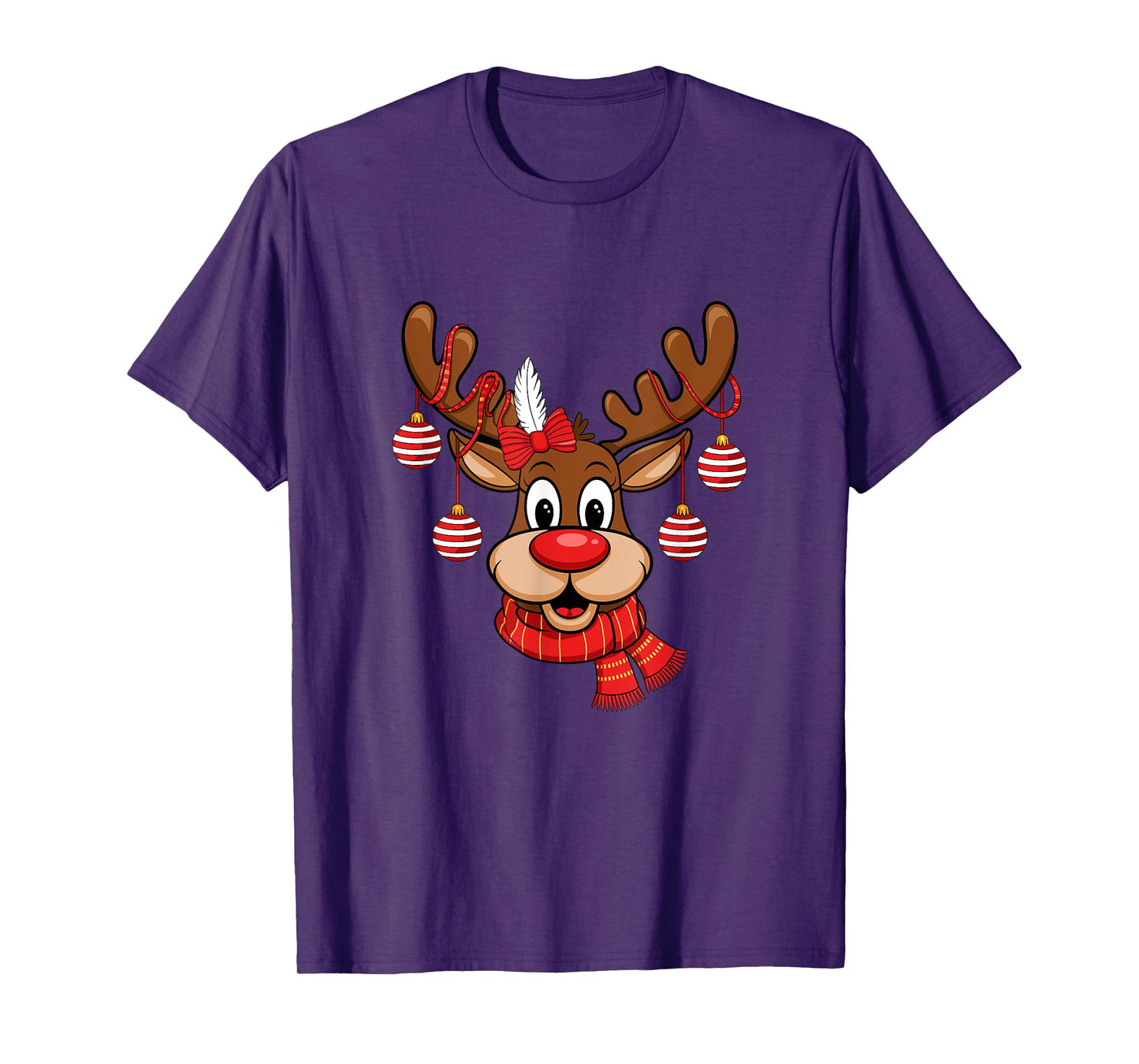 Cute Reindeer Christmas Red Nose Rudolph Xmas Kids Adult T-Shirt