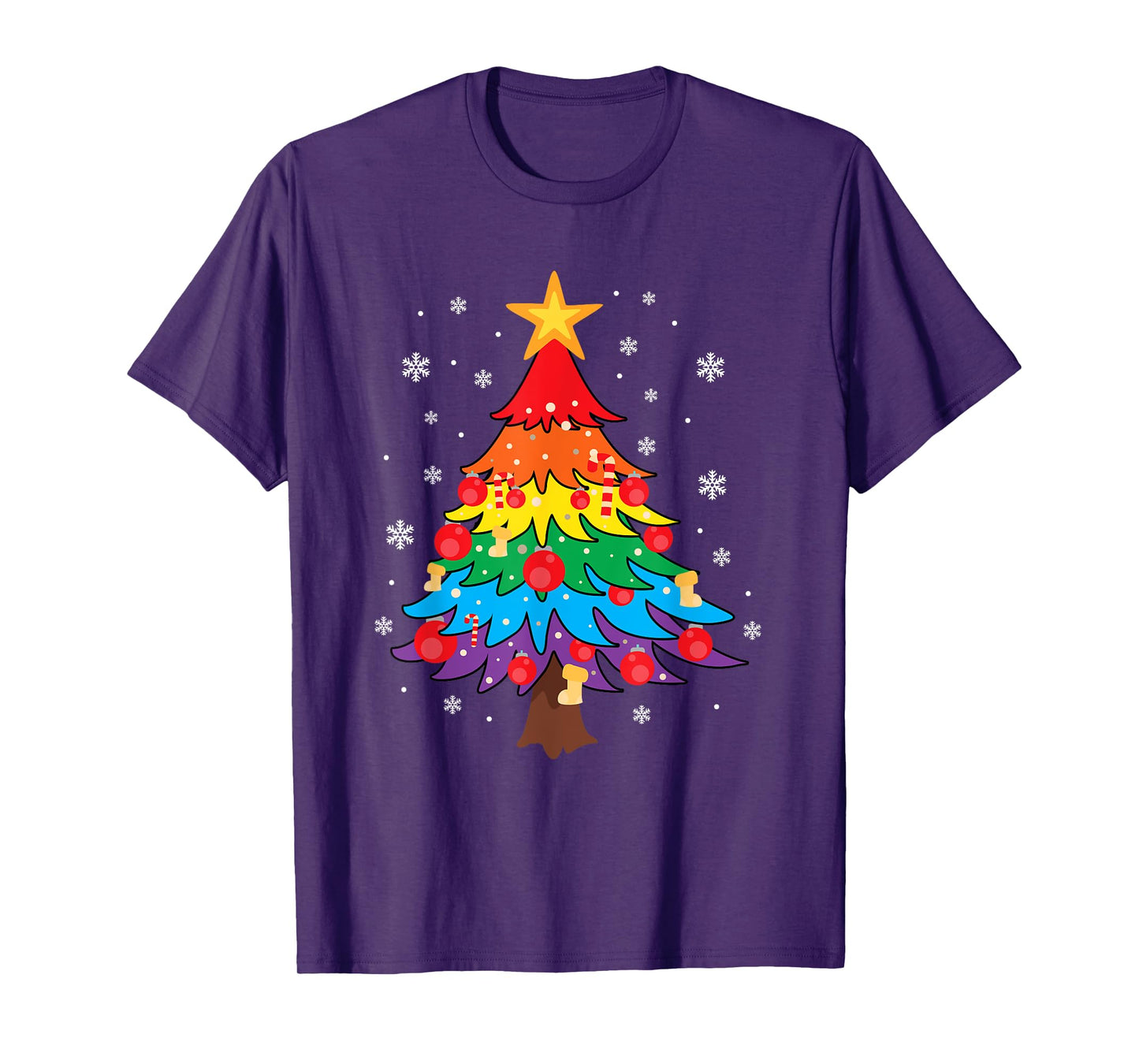 LGBT Pride Christmas Tree Pajama Cool Rainbow Flag Xmas T-Shirt