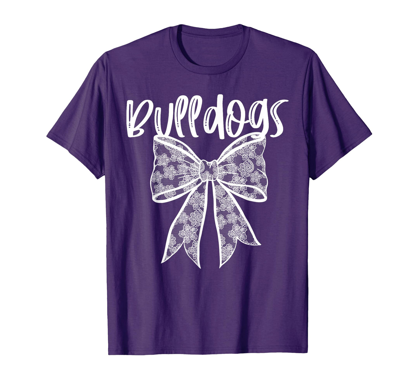 Bulldogs Coquette Aesthetic Girly Team Mascot Lace Bow T-Shirt