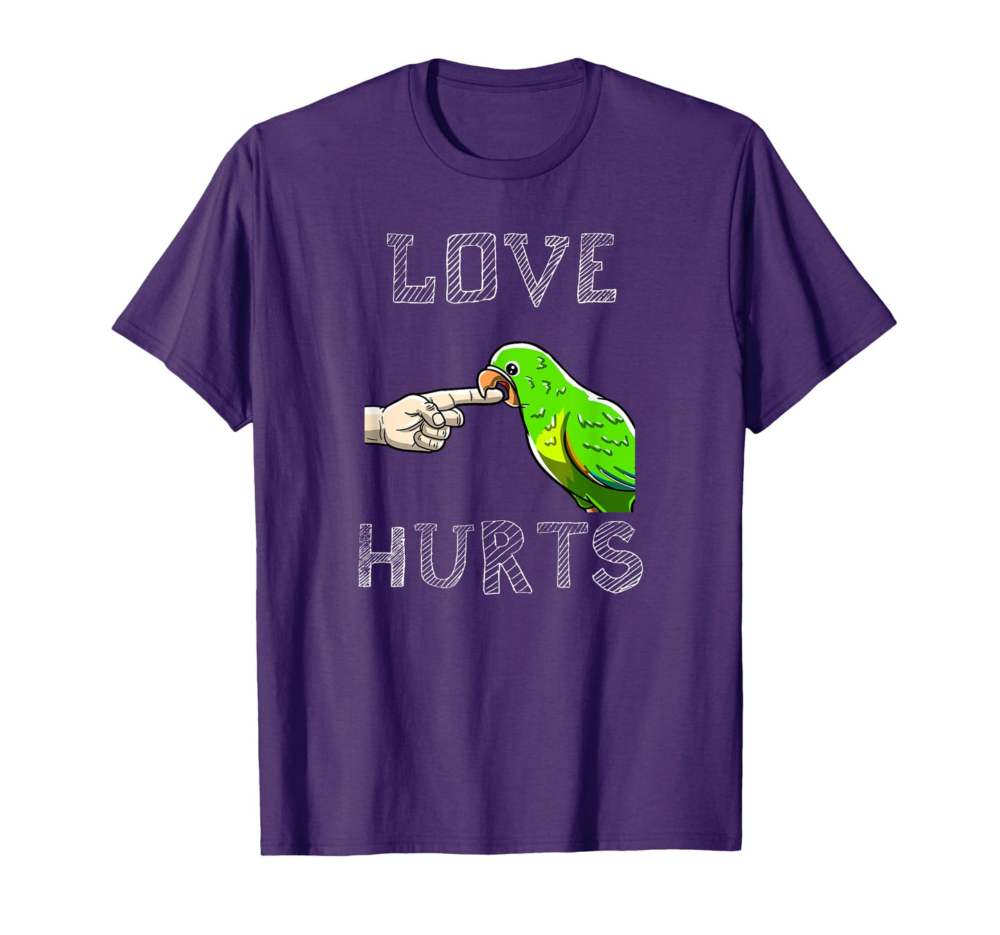 BoredKoalas Bird Parrot Love Hurts Parrot Biting Finger Funny Pet Bird Lover Gift T-Shirt