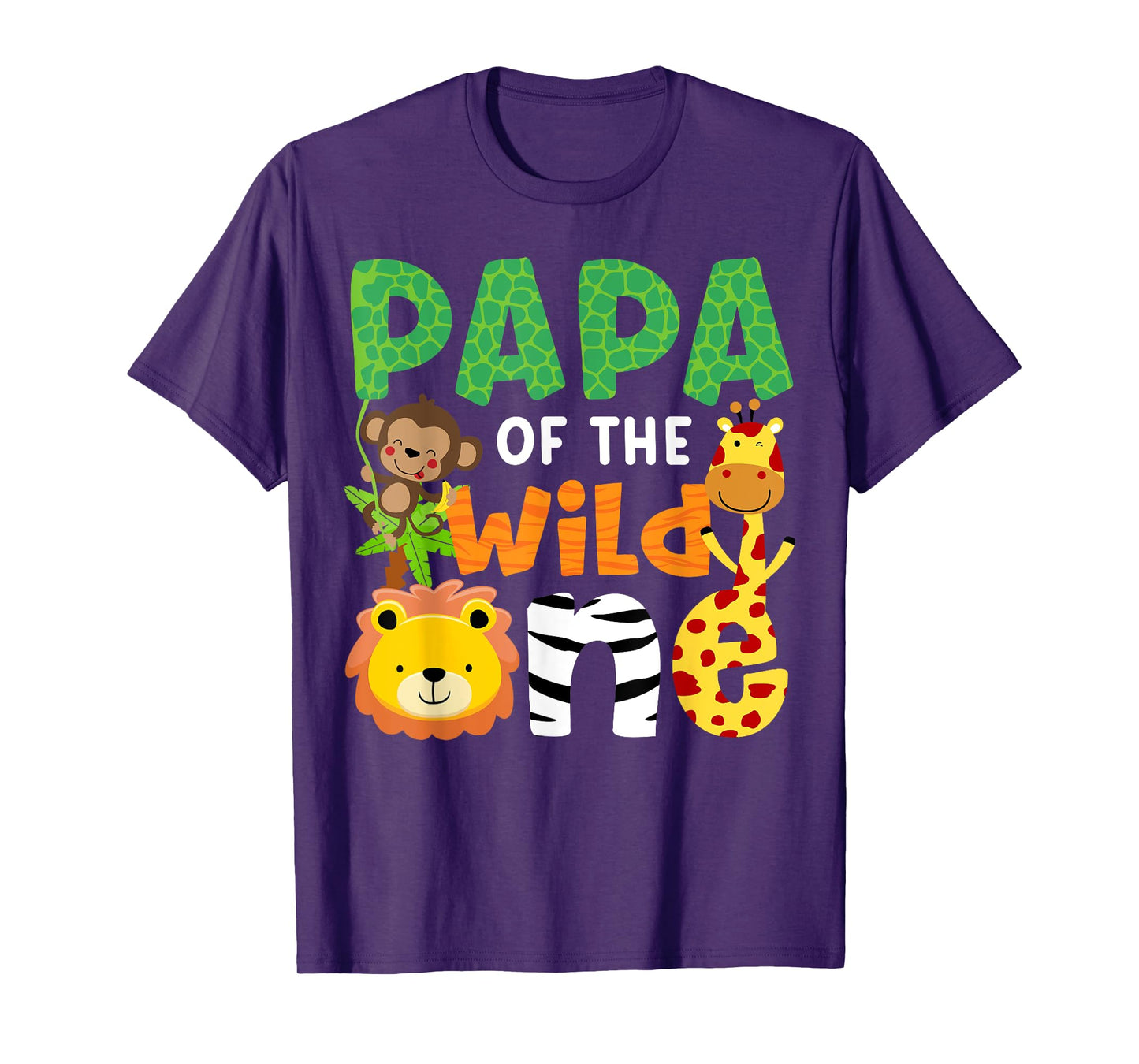Papa of the Wild One Zoo Theme Bday Safari Jungle Animals T-Shirt