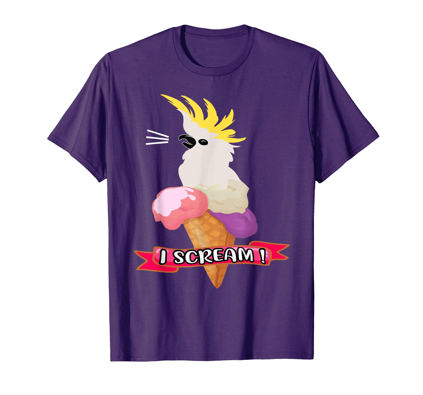 Sulfur Crested Cockatoo Ice Cream Parrot - Cockatoo Tee . T-Shirt