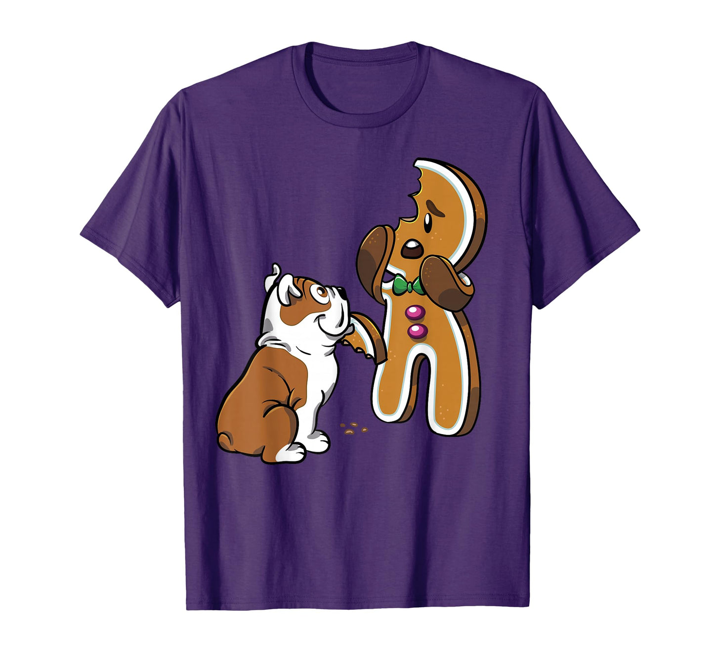 English Bulldog Gingerbread Man Christmas T-Shirt Dog Shirt T-Shirt