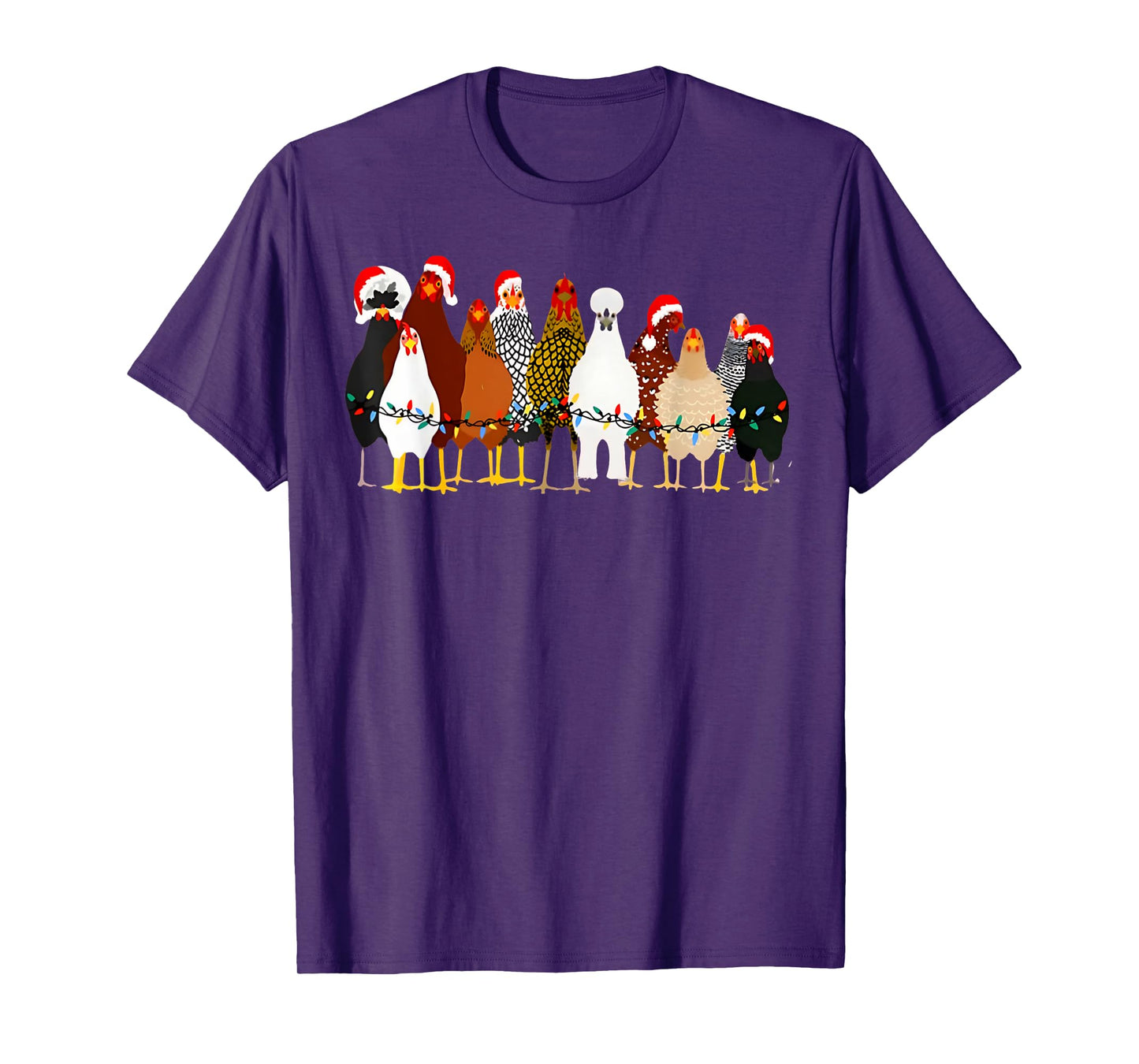 Cute Christmas Chickens Santa Farm Chickens Animals Pajamas T-Shirt